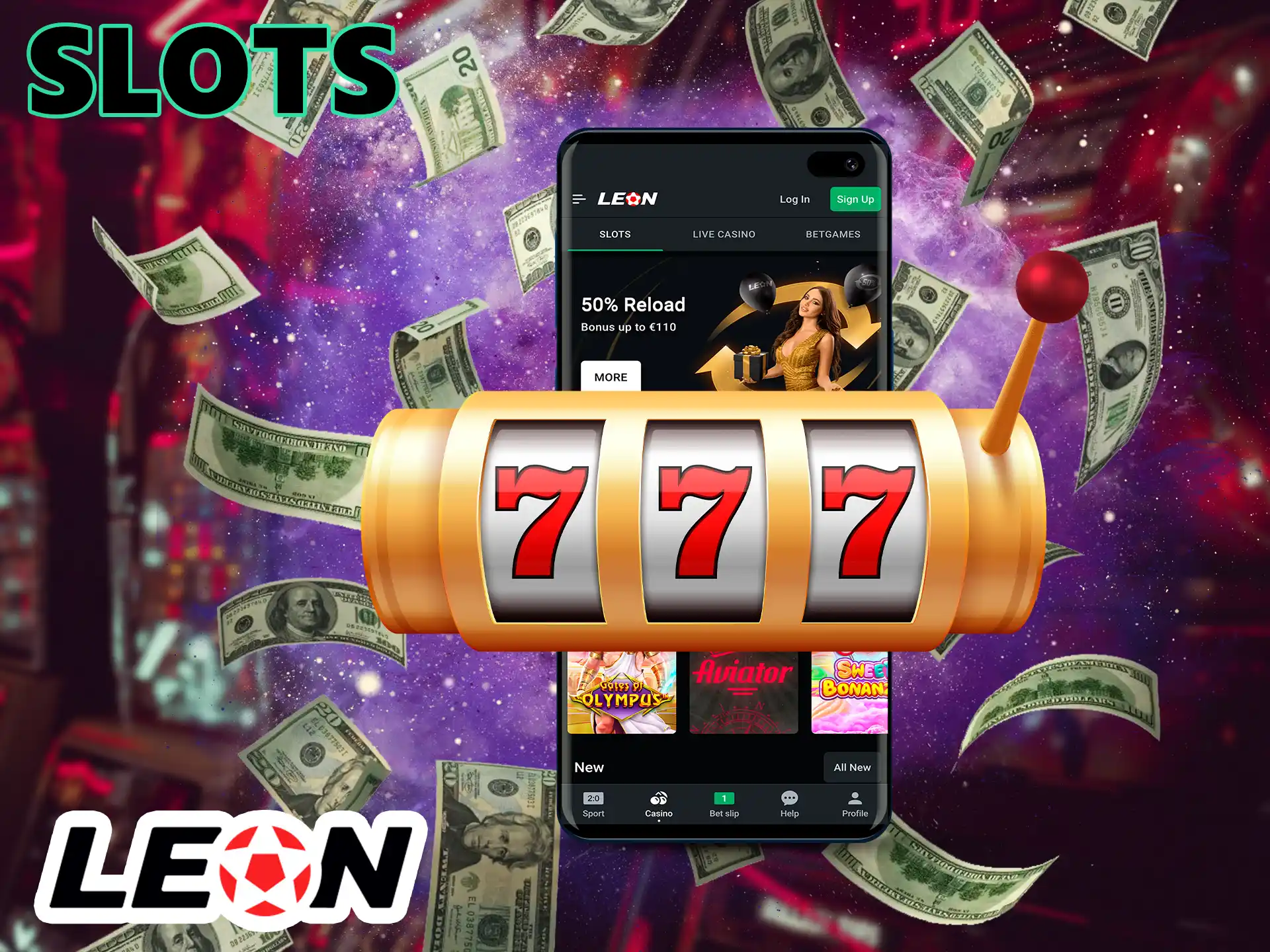 The game, which is carried out with a special machine, you need to watch the vertical and horizontal cells if the symbols are matched - you win, you can try your luck Leon Bet Casino.