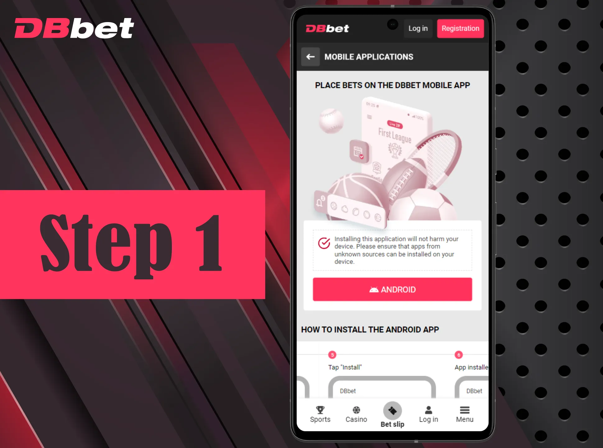 Download APK file from DBbet app download page.