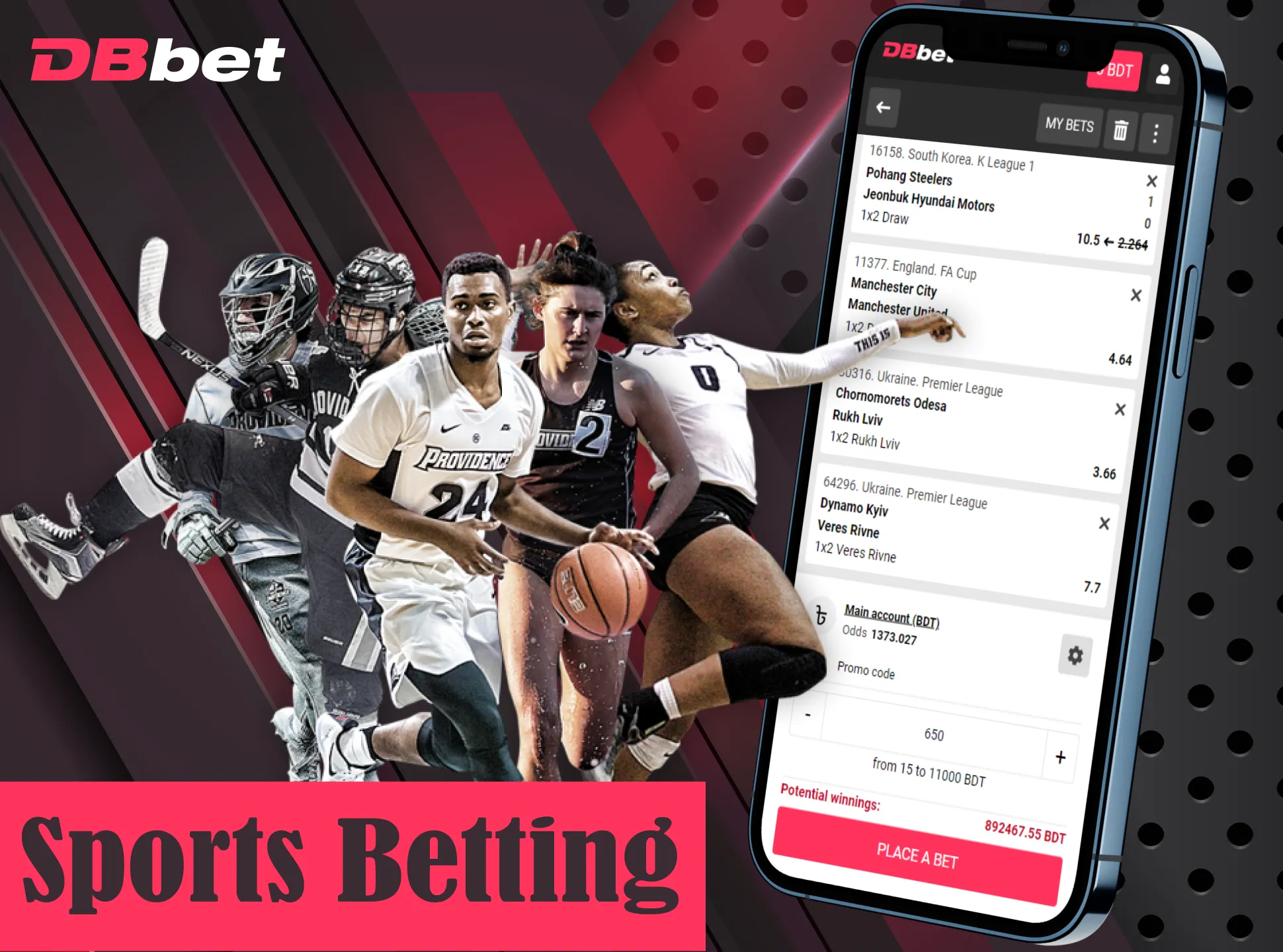 Bet on your favourite sports on DBbet betting page in app.