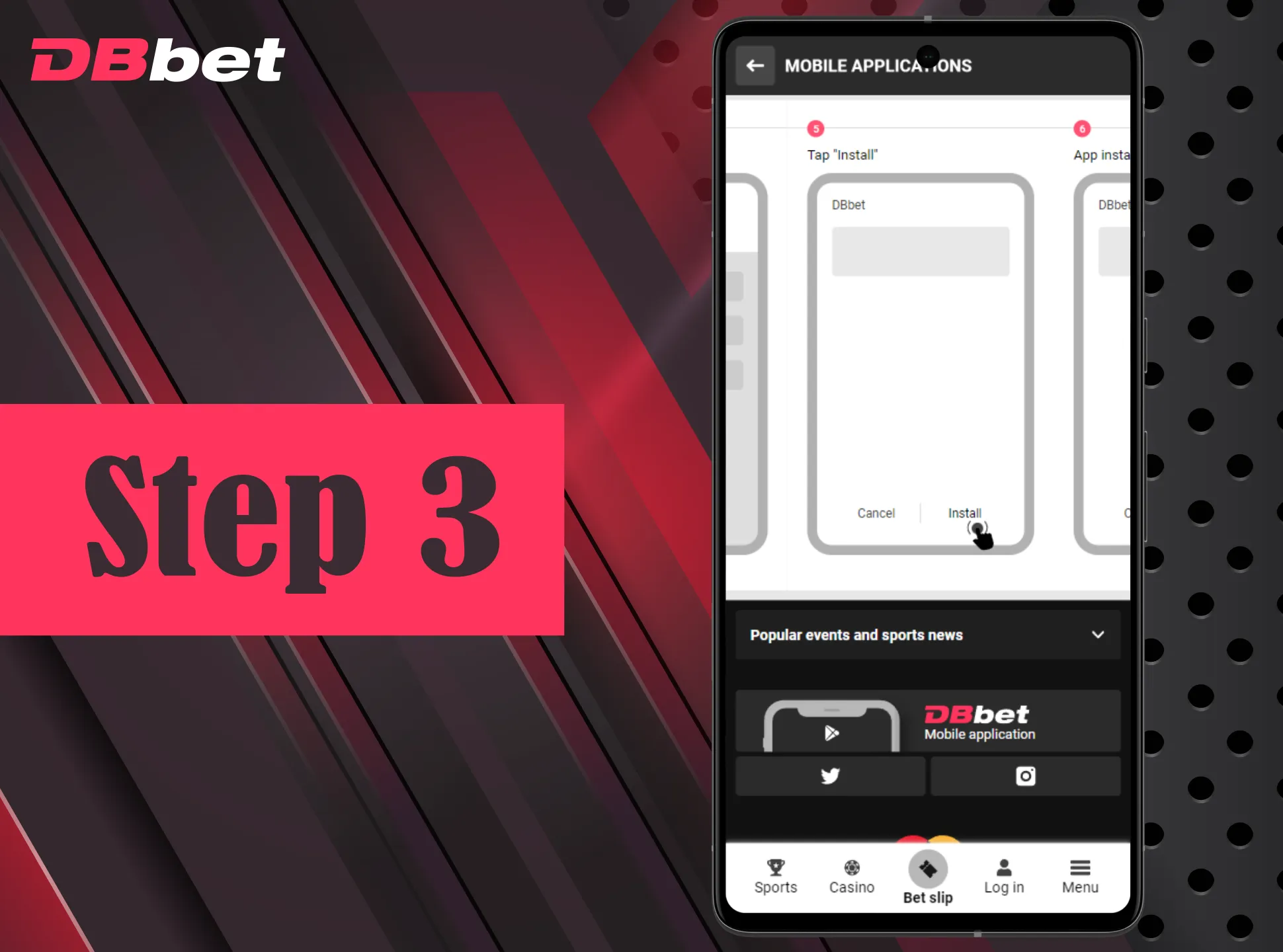 Start DBbet app installation.