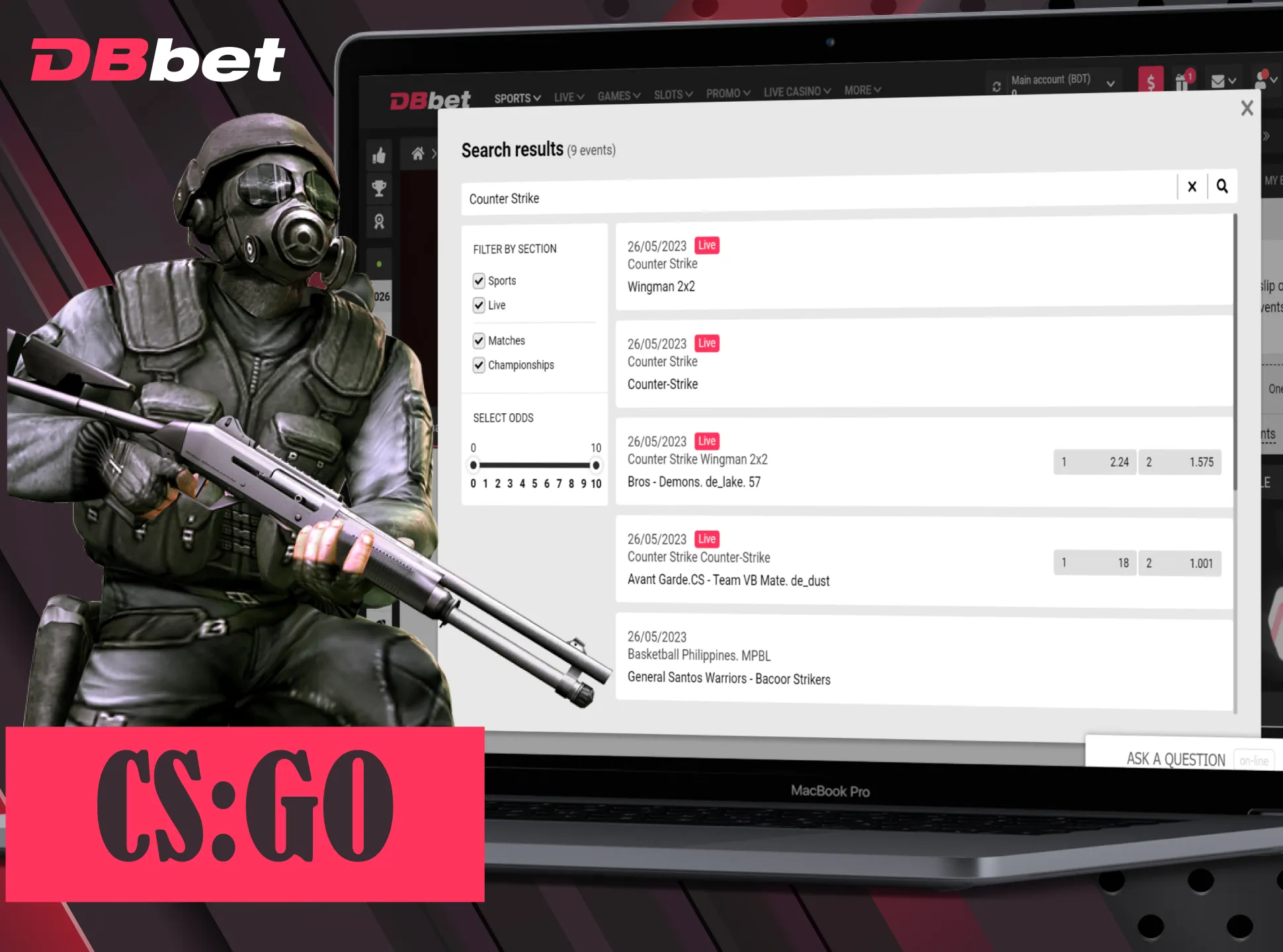 CS:GO is a great esport discipline for betting on at DBbet.