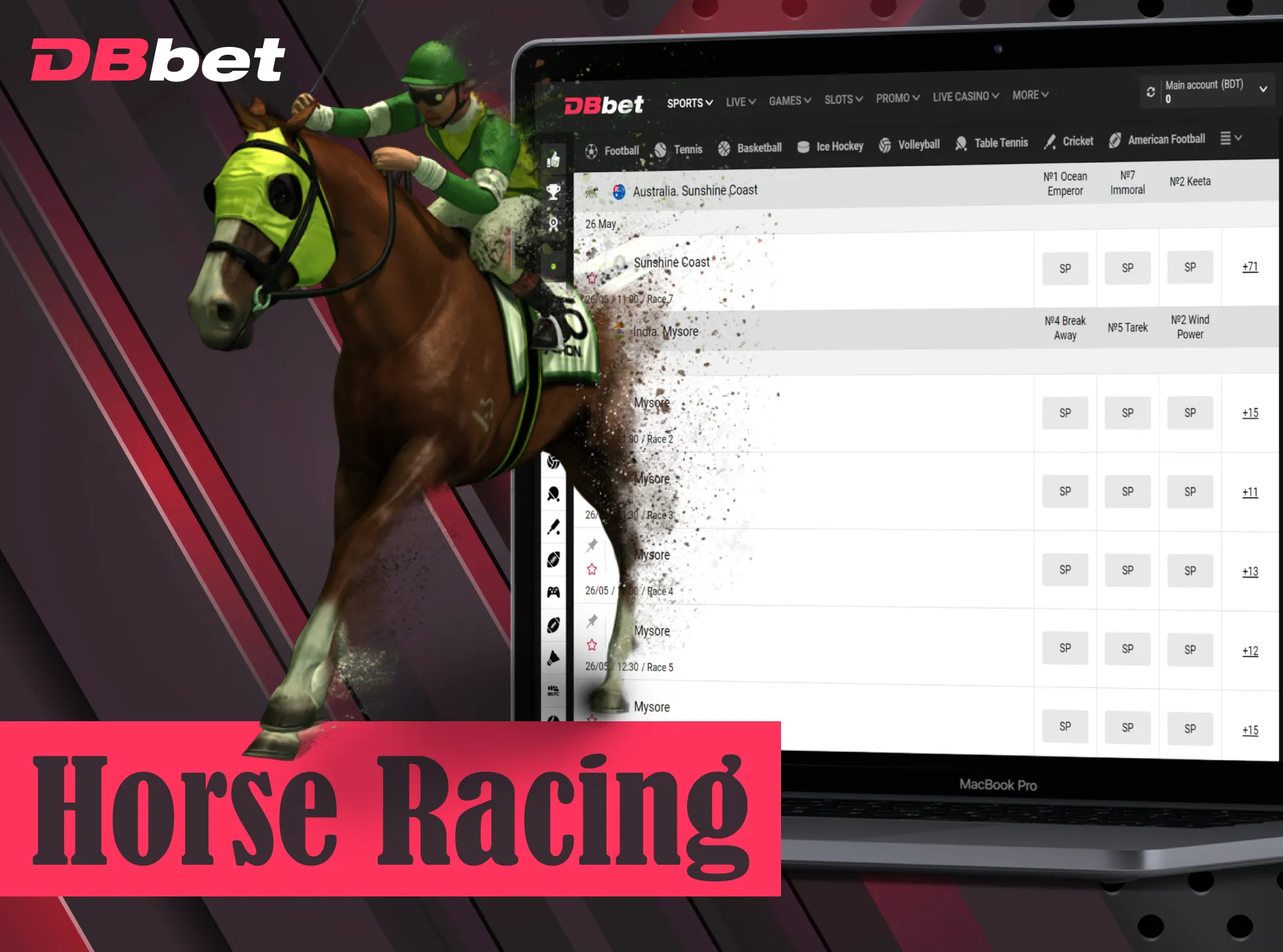 Bet on fastest horse at DBbet and win money.