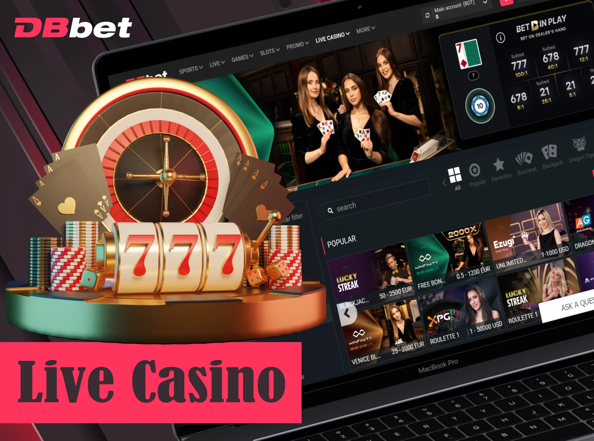 Play casino games with real people at DBbet.