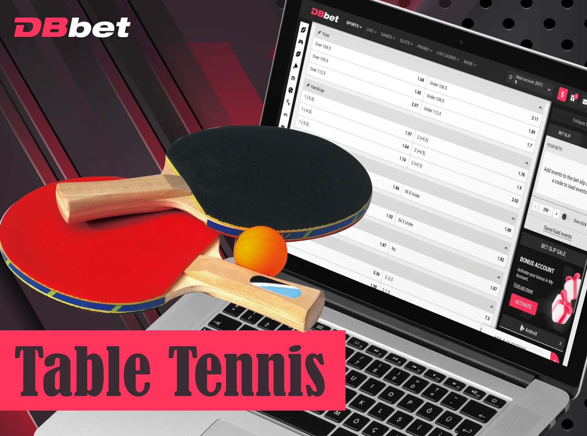 Watch and bet on table tennis at DBbet.