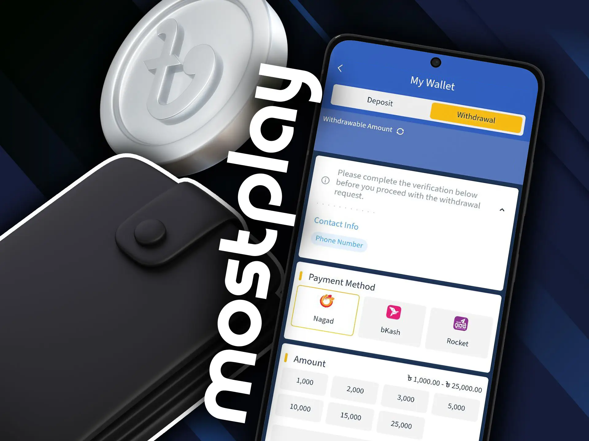 Withdraw money without any problems with Mostplay app.