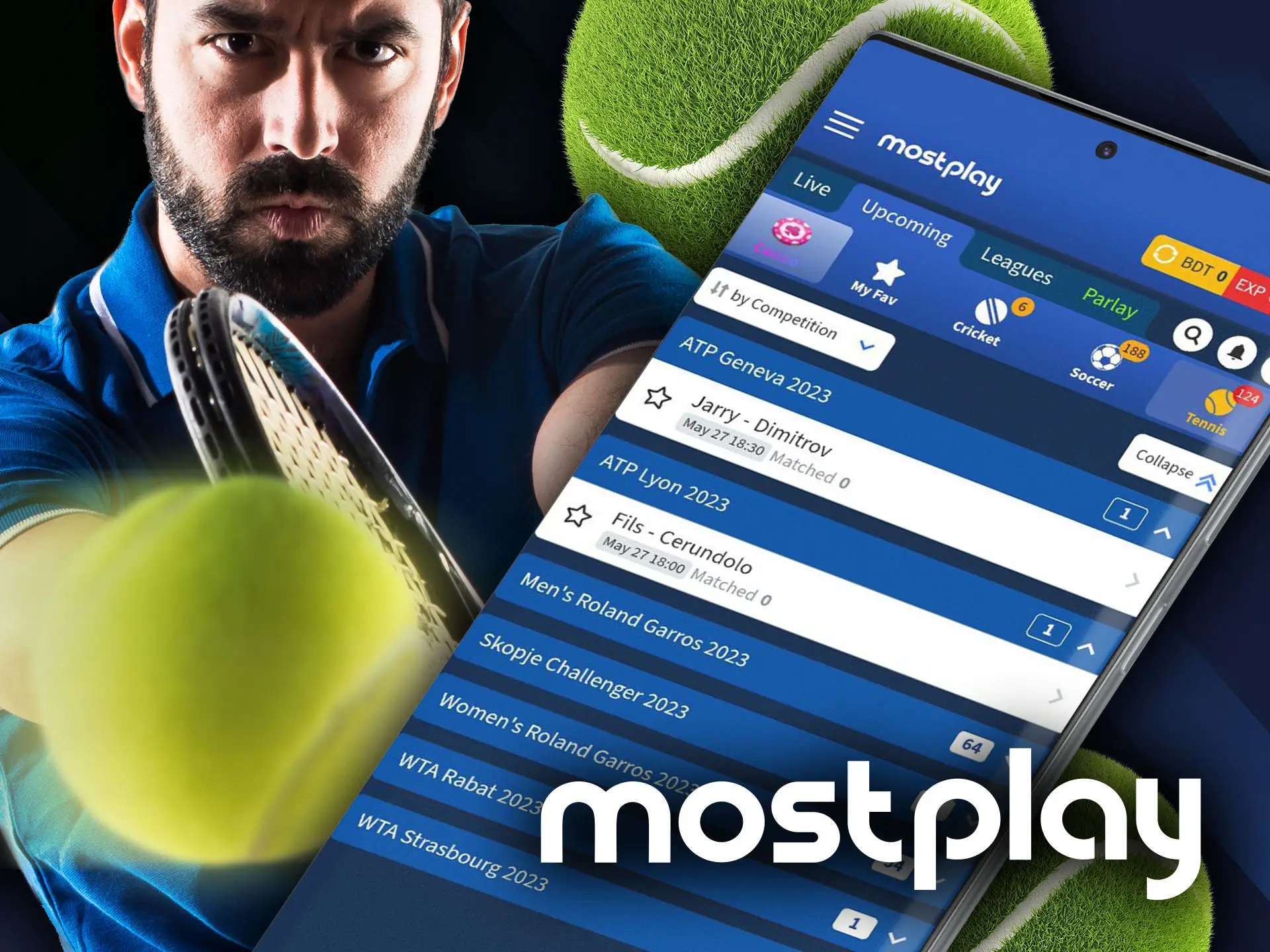 Bet on legendary tennis players at Mostplay.