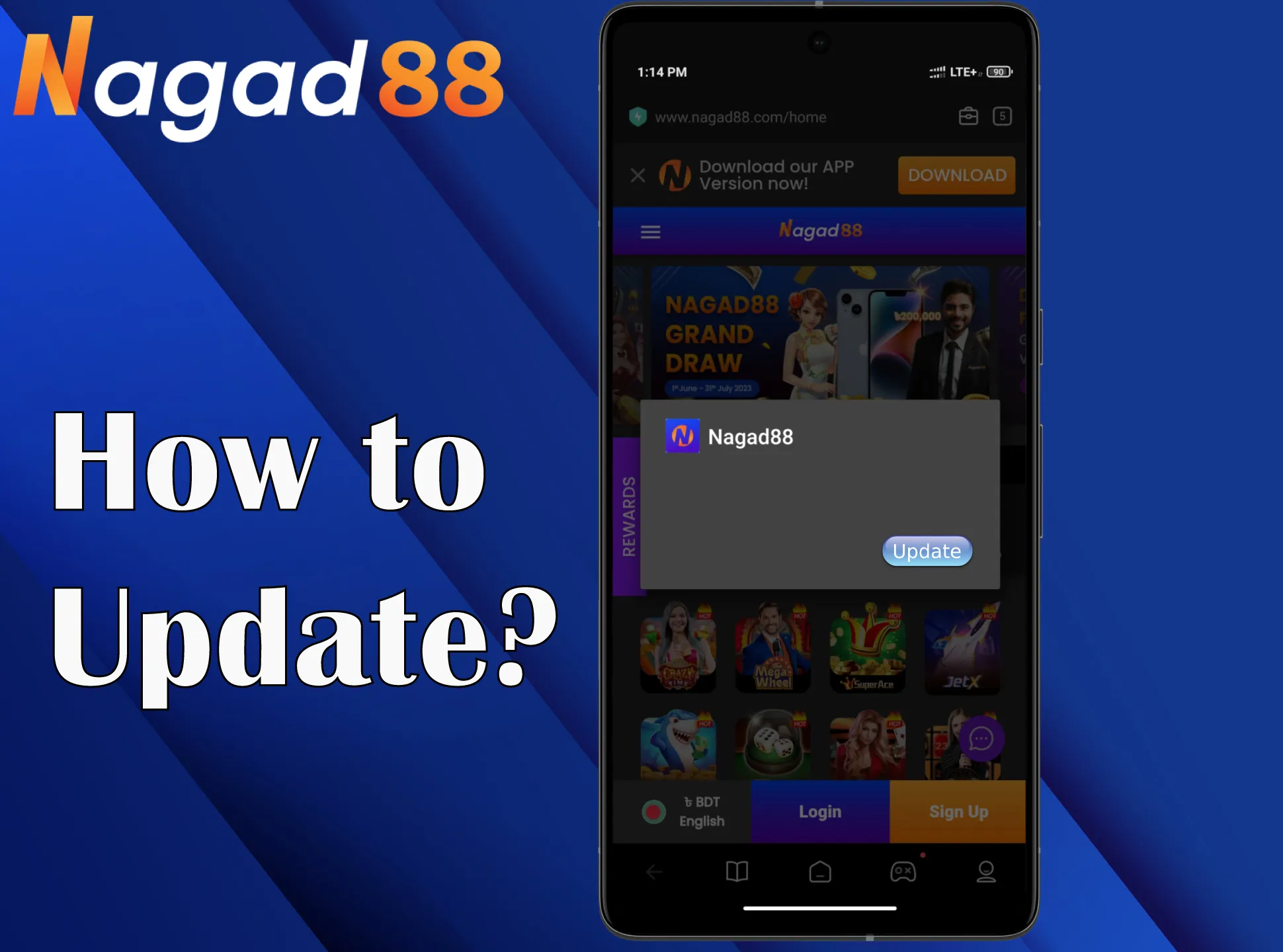 The Nagad88 mobile app is updated automatically
