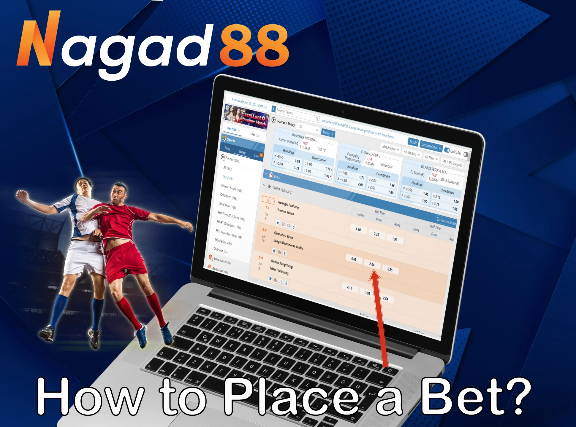 Go to the Nagad88 account, top it up and go to the sportsbook to place a bet.
