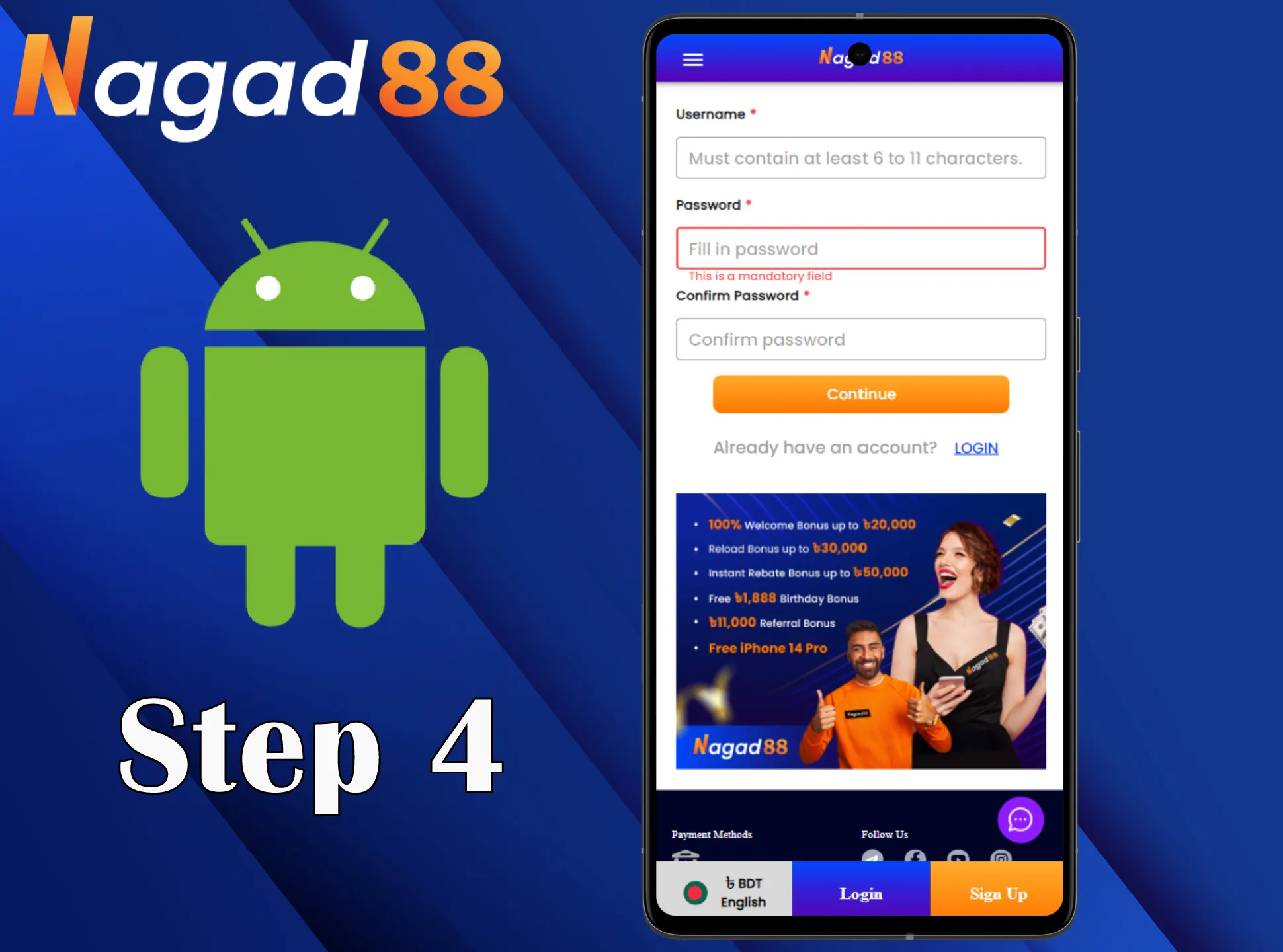 Sign up for Nagad88 and start betting.