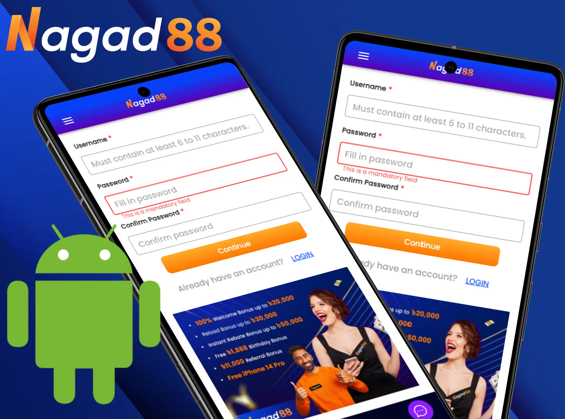 Create your own Nagad88 account to place bets and play casino games.