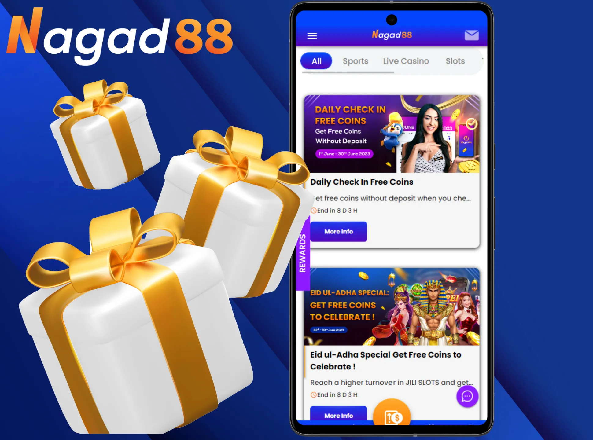 Nagad88 offers a lot of lucrative bonuses for mobile players.