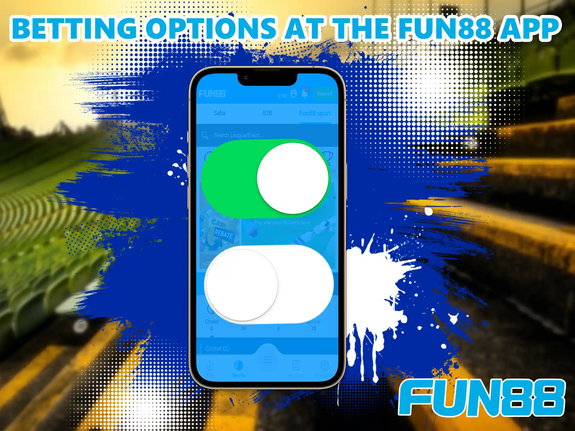 Fun88 App players are given a choice of three betting options to keep players from getting bored.