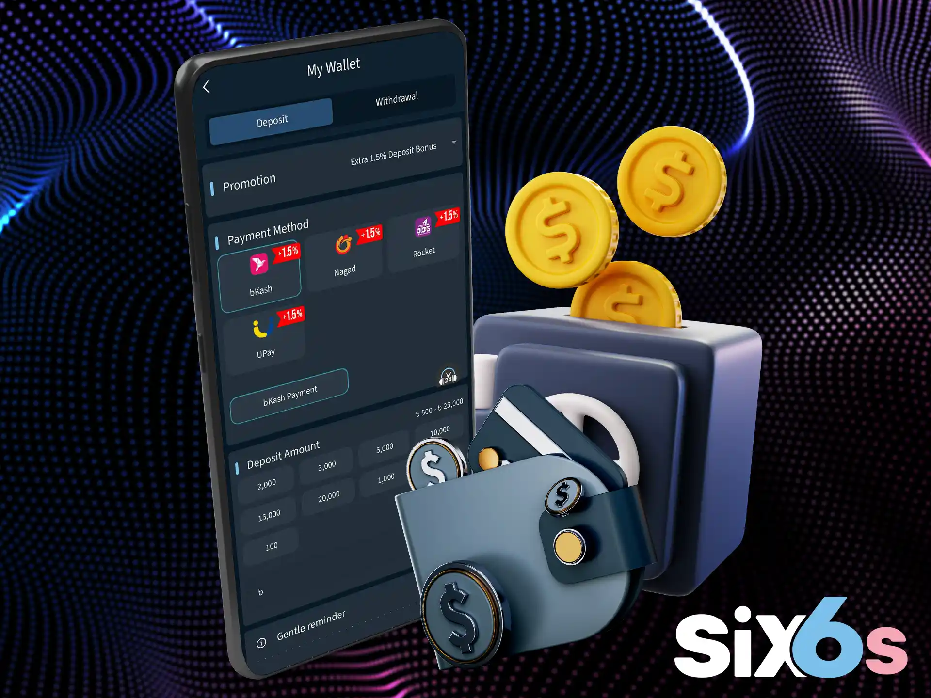 Six6s offers convenient and fast payments.