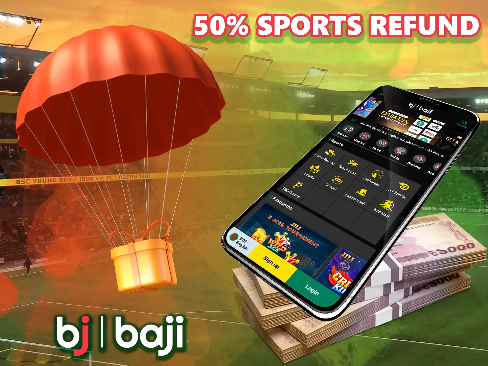 In case you lose, you will not lose any cash, you can get a special bonus within 24 hours at Baji.