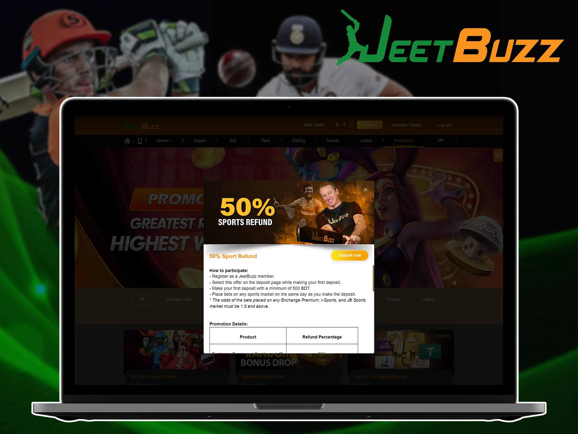 Get a bonus refund after losing a bet at JeetBuzz.