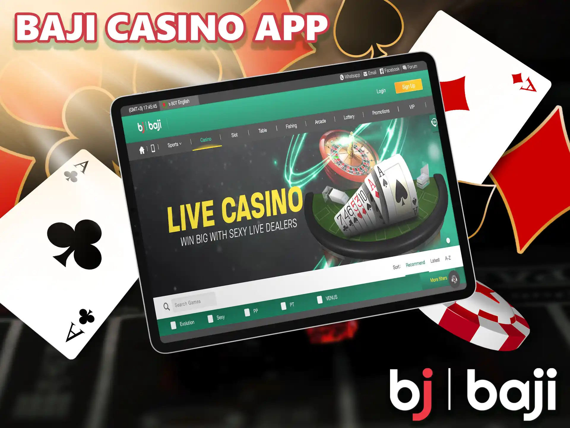 Get access to the gambling section after installing the Baji app on your smartphone.