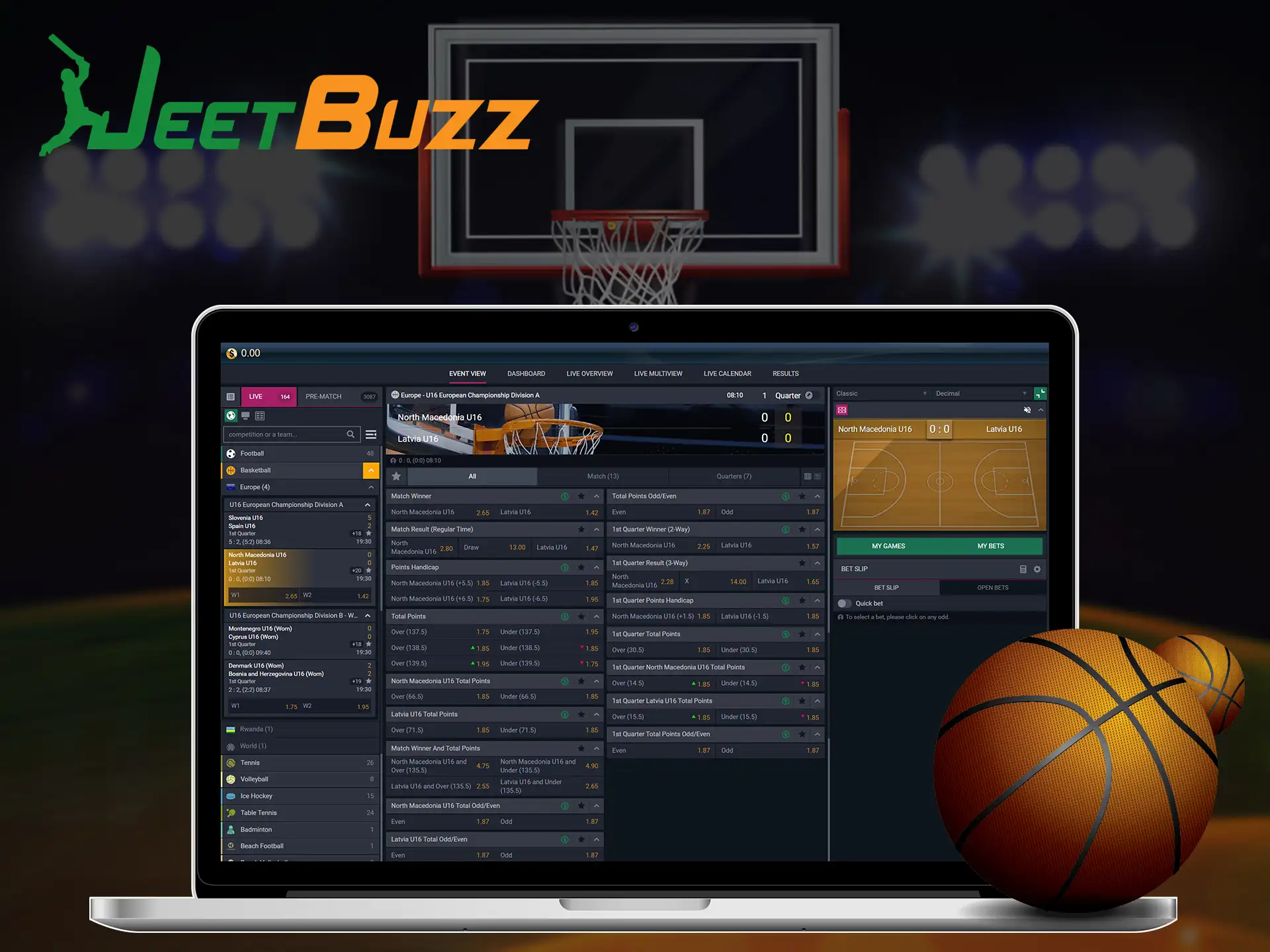 Choose basketball in JeetBuzz sportsbook and place your bets.