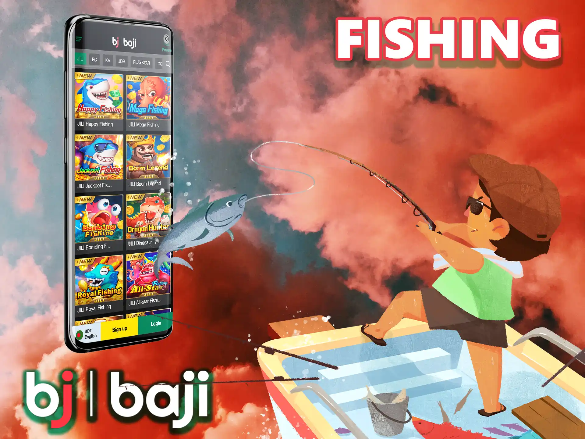 Fishermen will appreciate this section of games, catch different species of fish using the features of the Baji app.