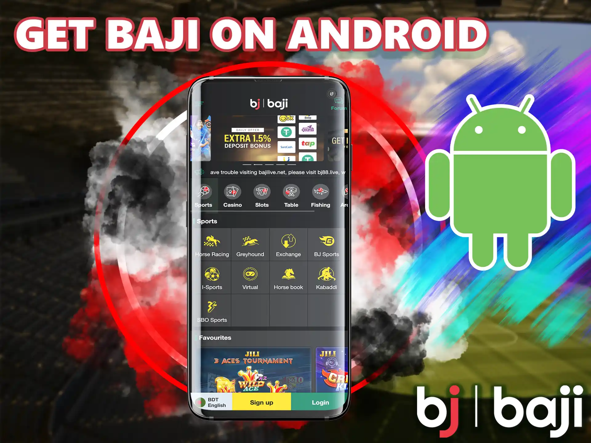To get the mobile Baji app on your smartphone, just download the apk file and follow the instructions.