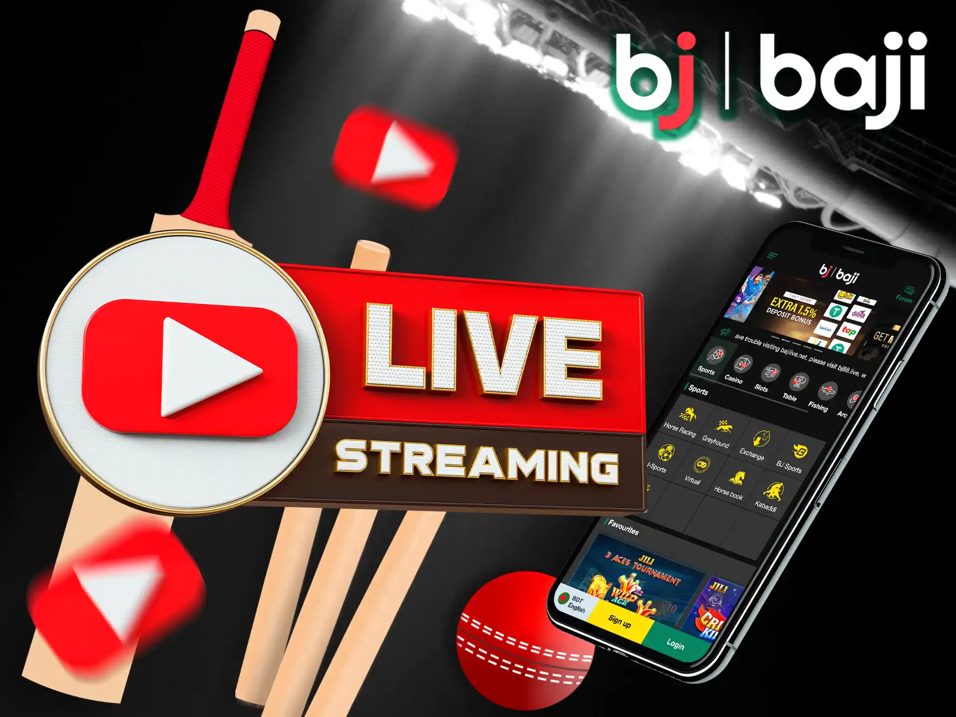 Enjoy live event broadcasts directly on the Baji app while placing bets during the match.