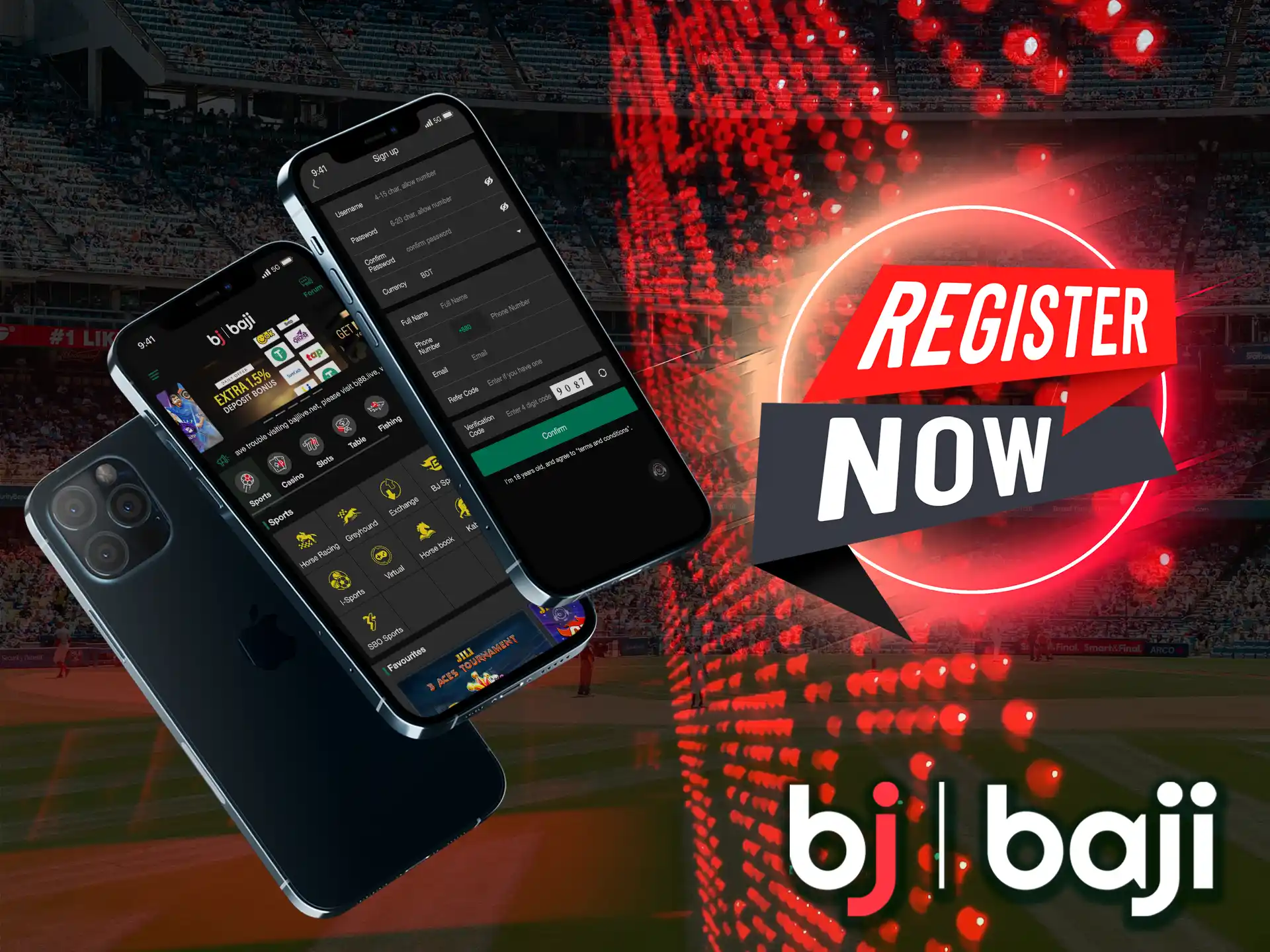 In order to start betting or playing in the casino, you need to create a Baji account, if you have one - just log in there.