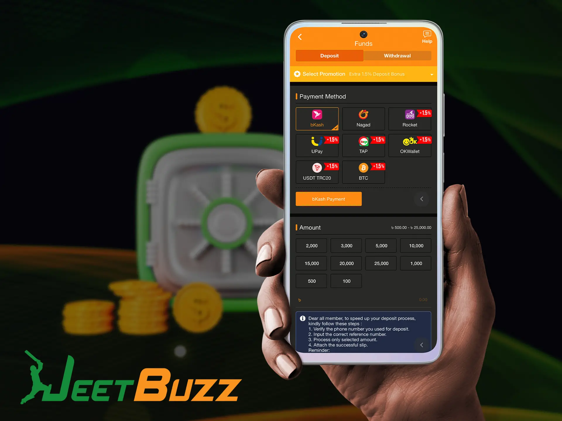 JeetBuzz provides safe and fast payments.