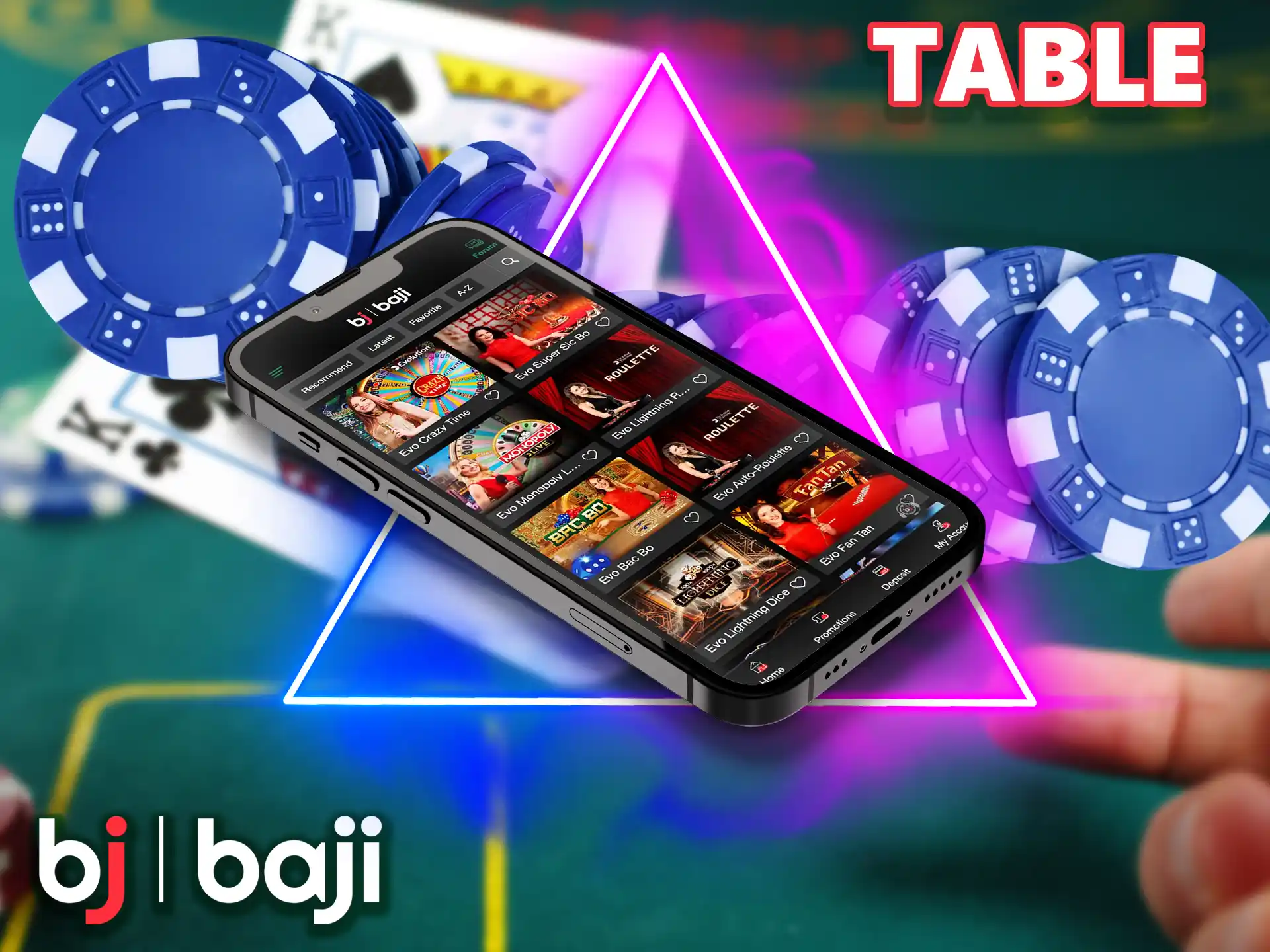 Dive headfirst into the kind of gambling that takes place on the table in the Baji site.