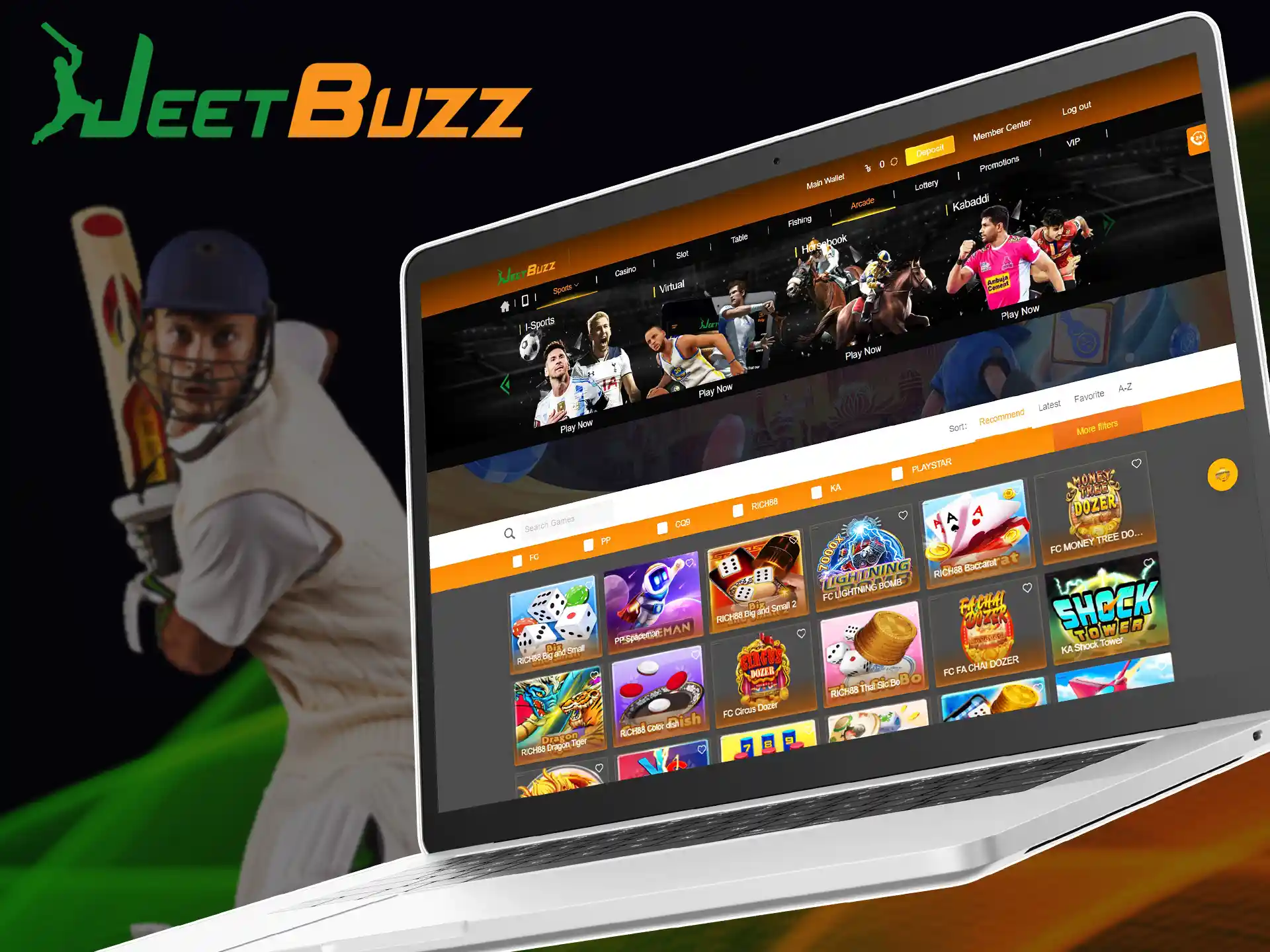 A variety of available games from global providers on JeetBuzz.