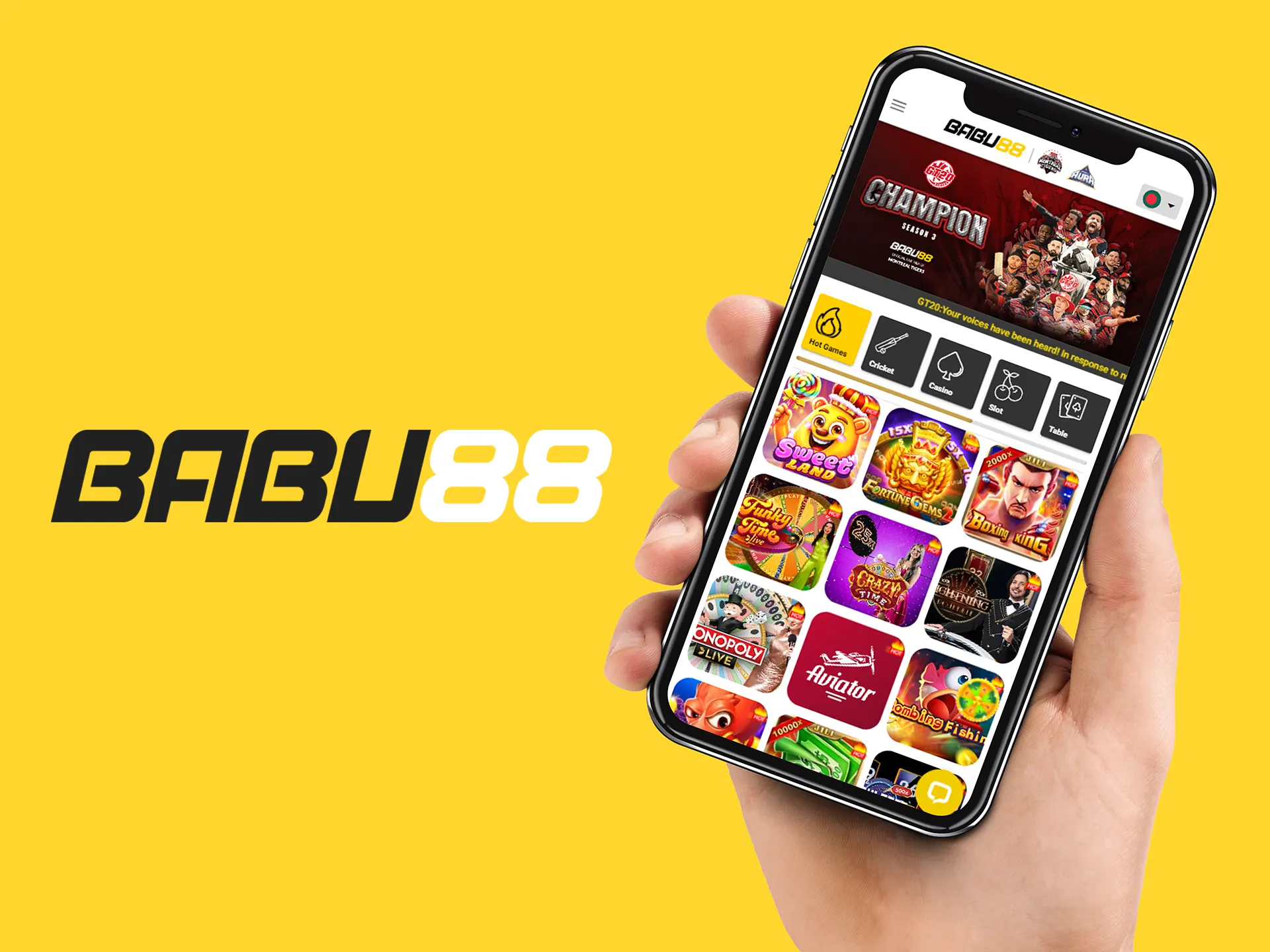 Make bets using Babu88 app.