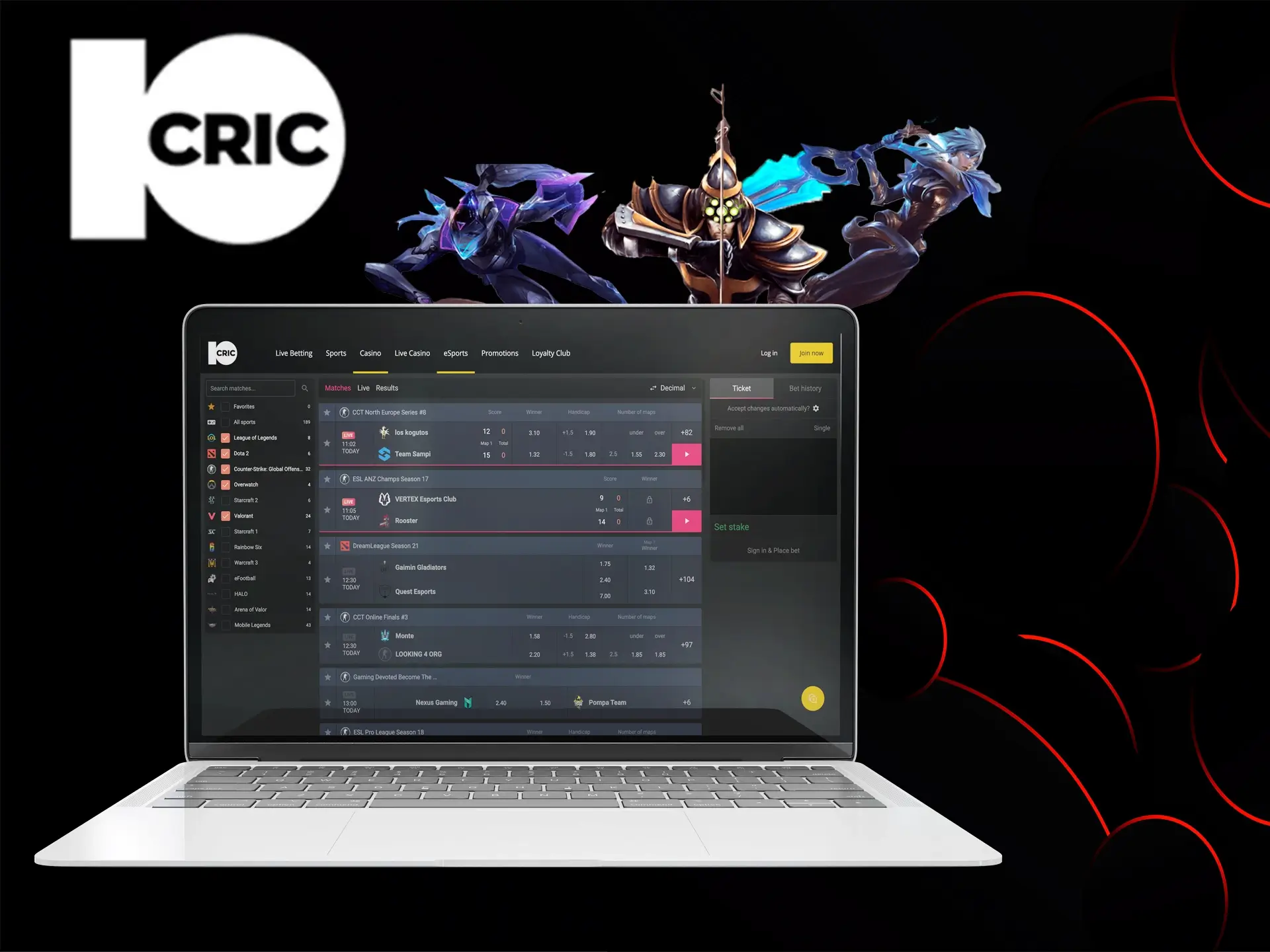10Cric has earned the trust of millions of cybersports fans.
