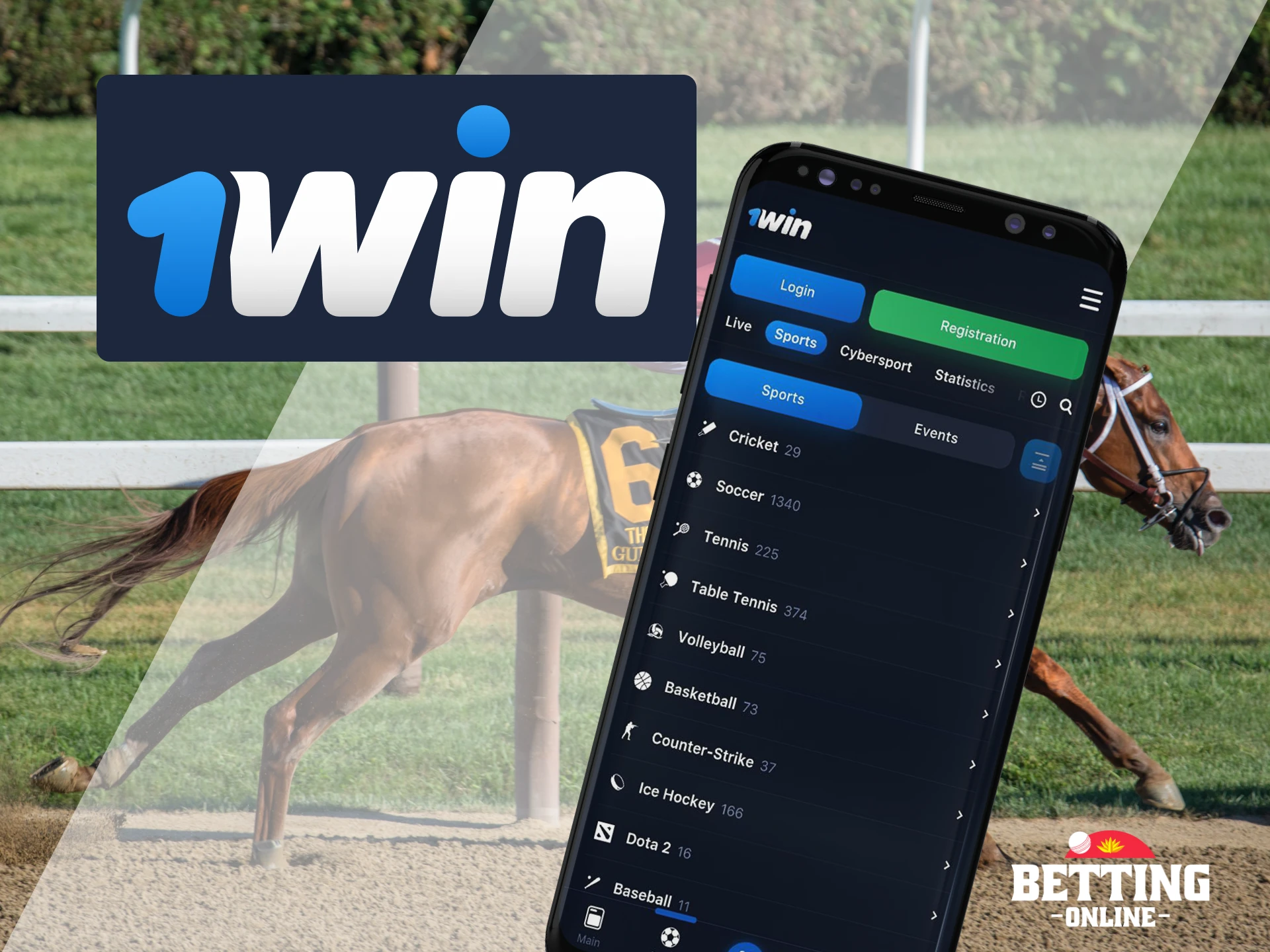 With 1Win app try betting on horse racing.