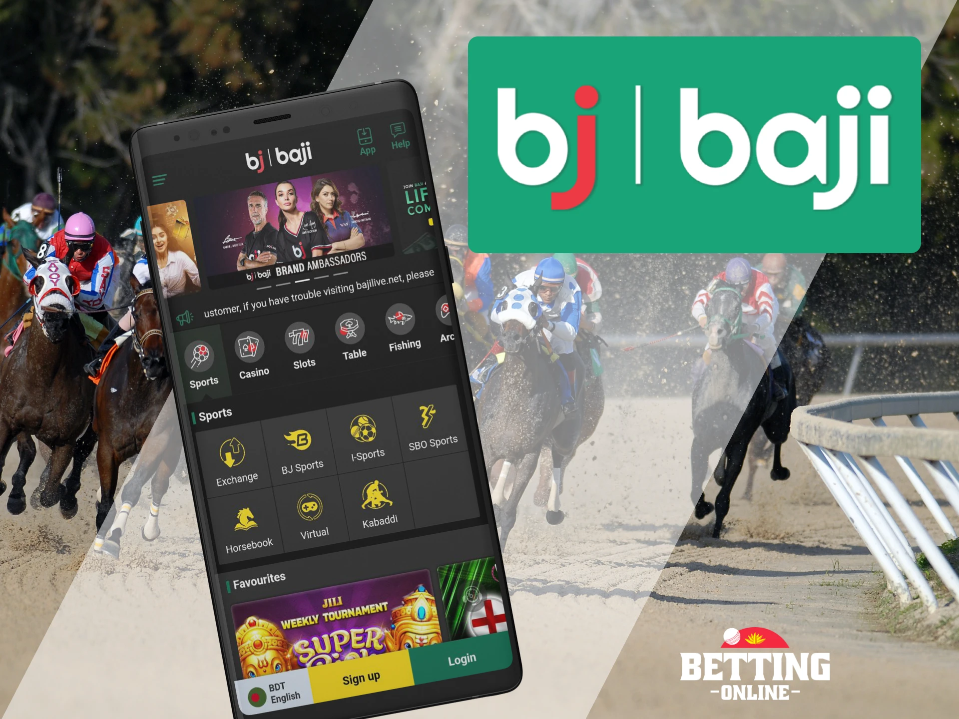 With Baji app horse racing betting is available to you.