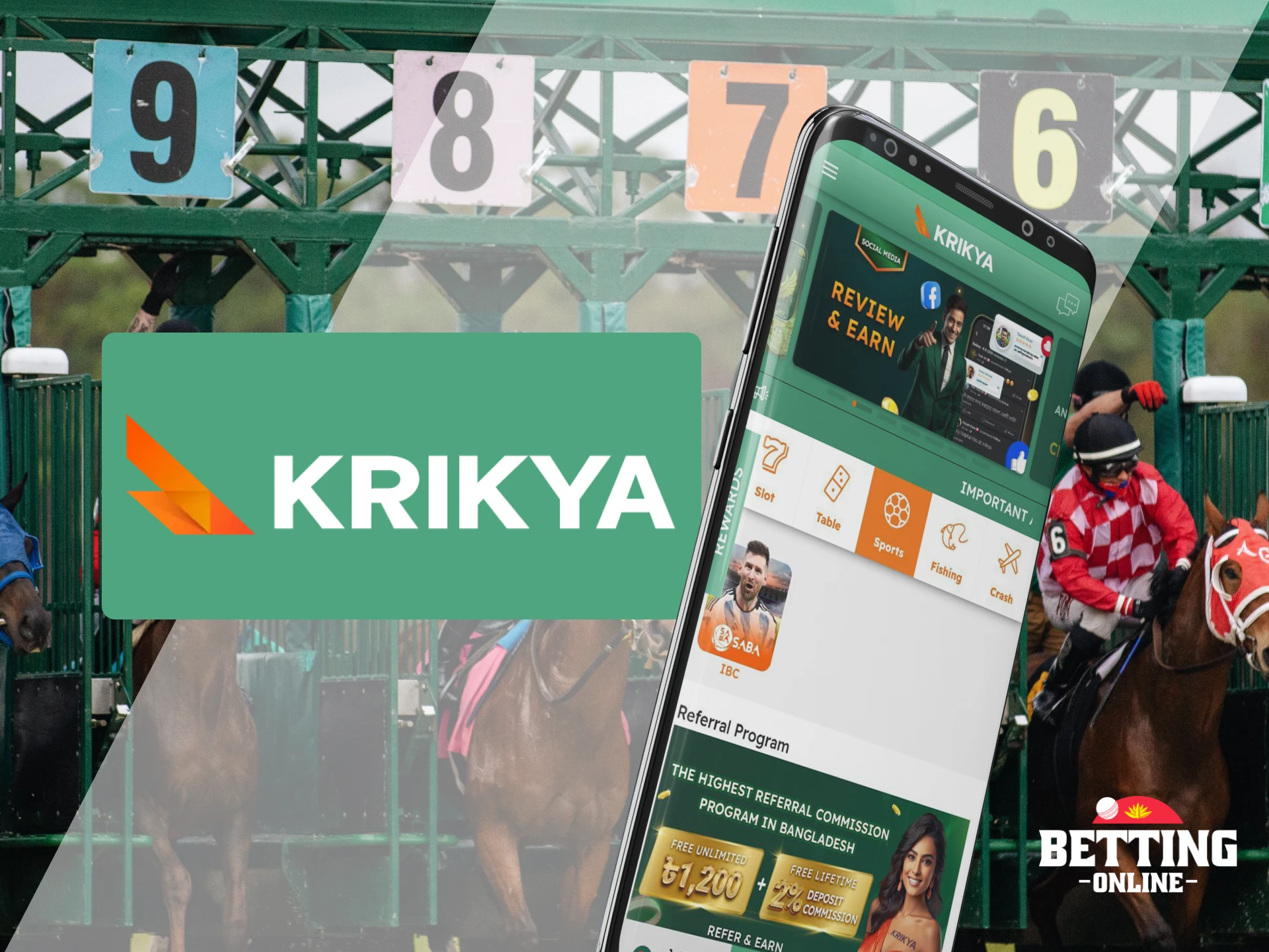 Krikya app offers betting on horse racing.