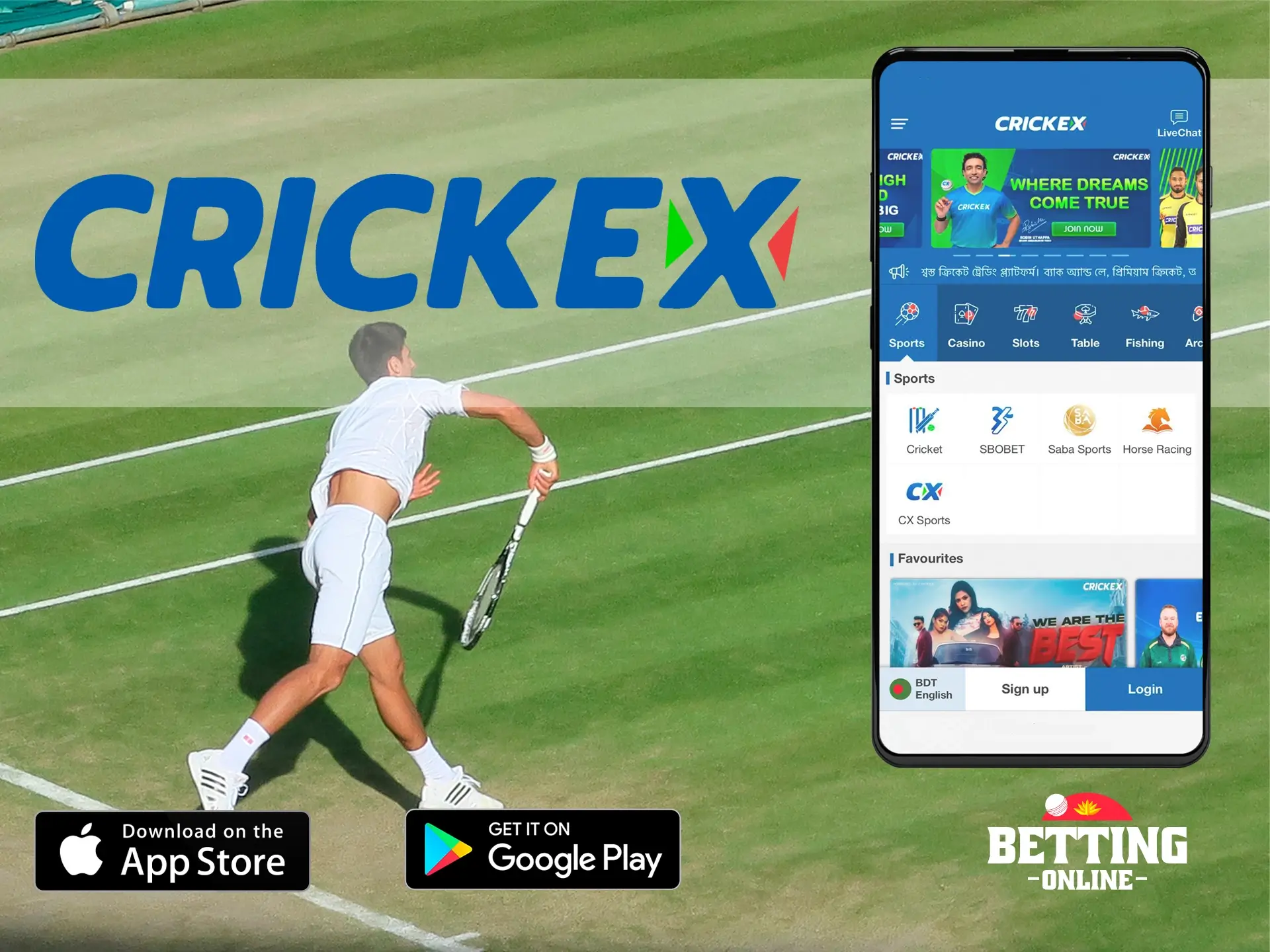 Popular withdrawal and deposit methods as well as live streaming can be found in the Crickex app.