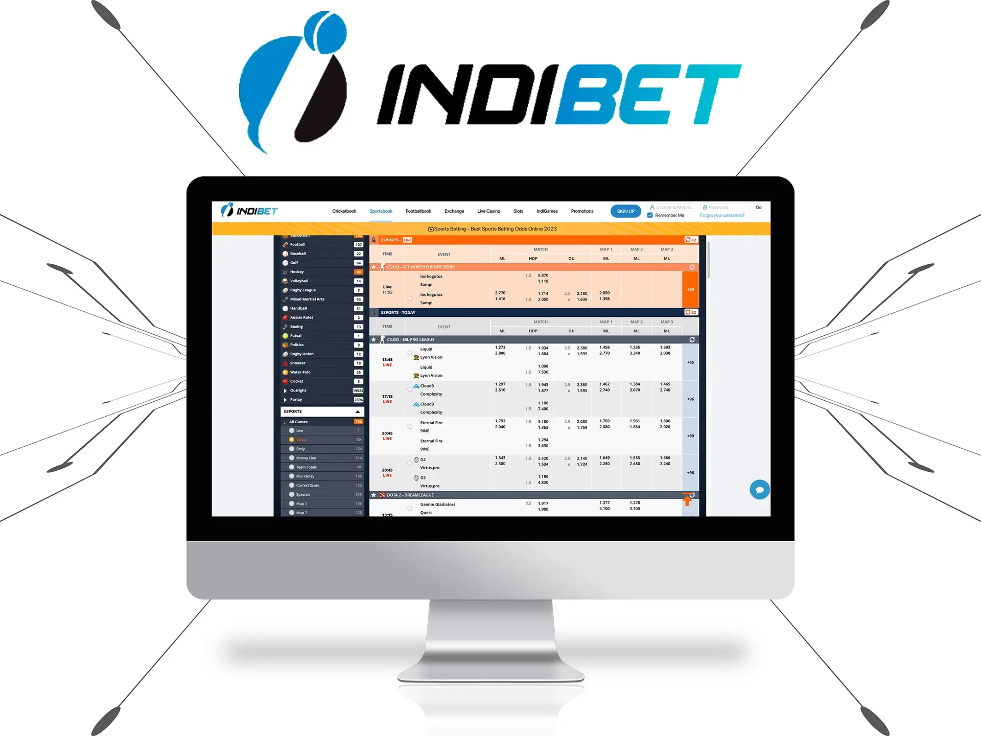 Indibet is renowned for its convenience and variety of esports.