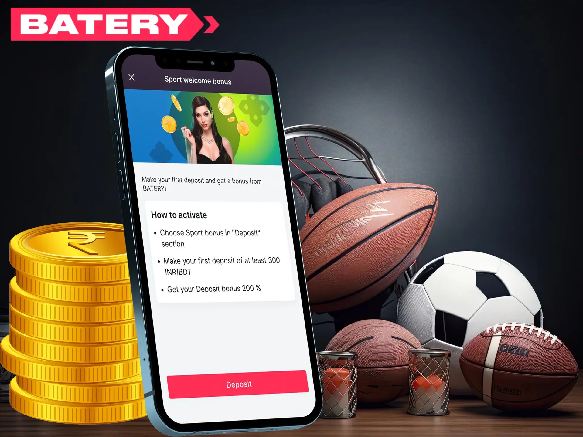 Batery offers its sports bettors a superb welcome bonus.