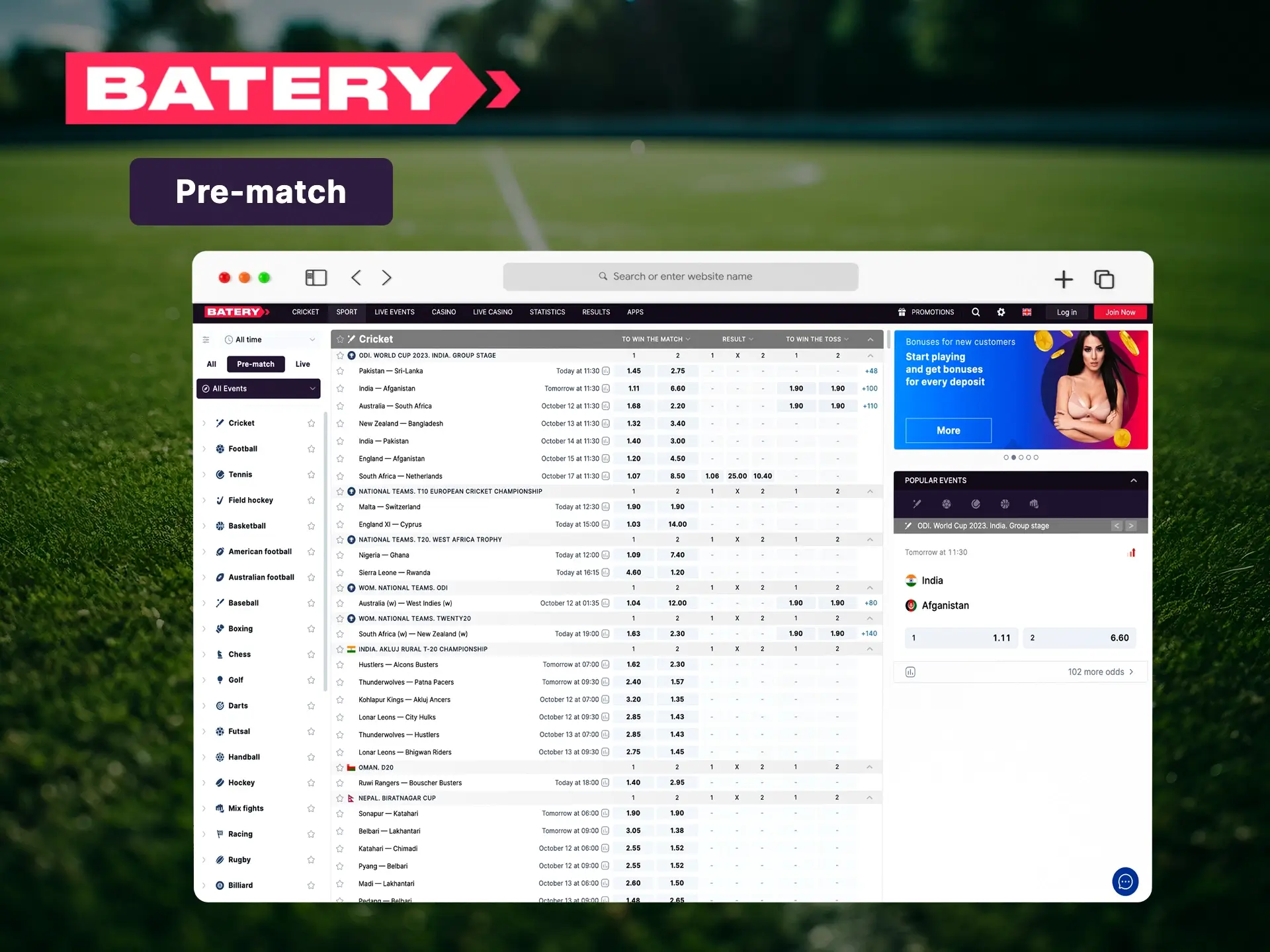 Prematch is very convenient when you already know the favourite in a given match, the risks in such a bet are very low.