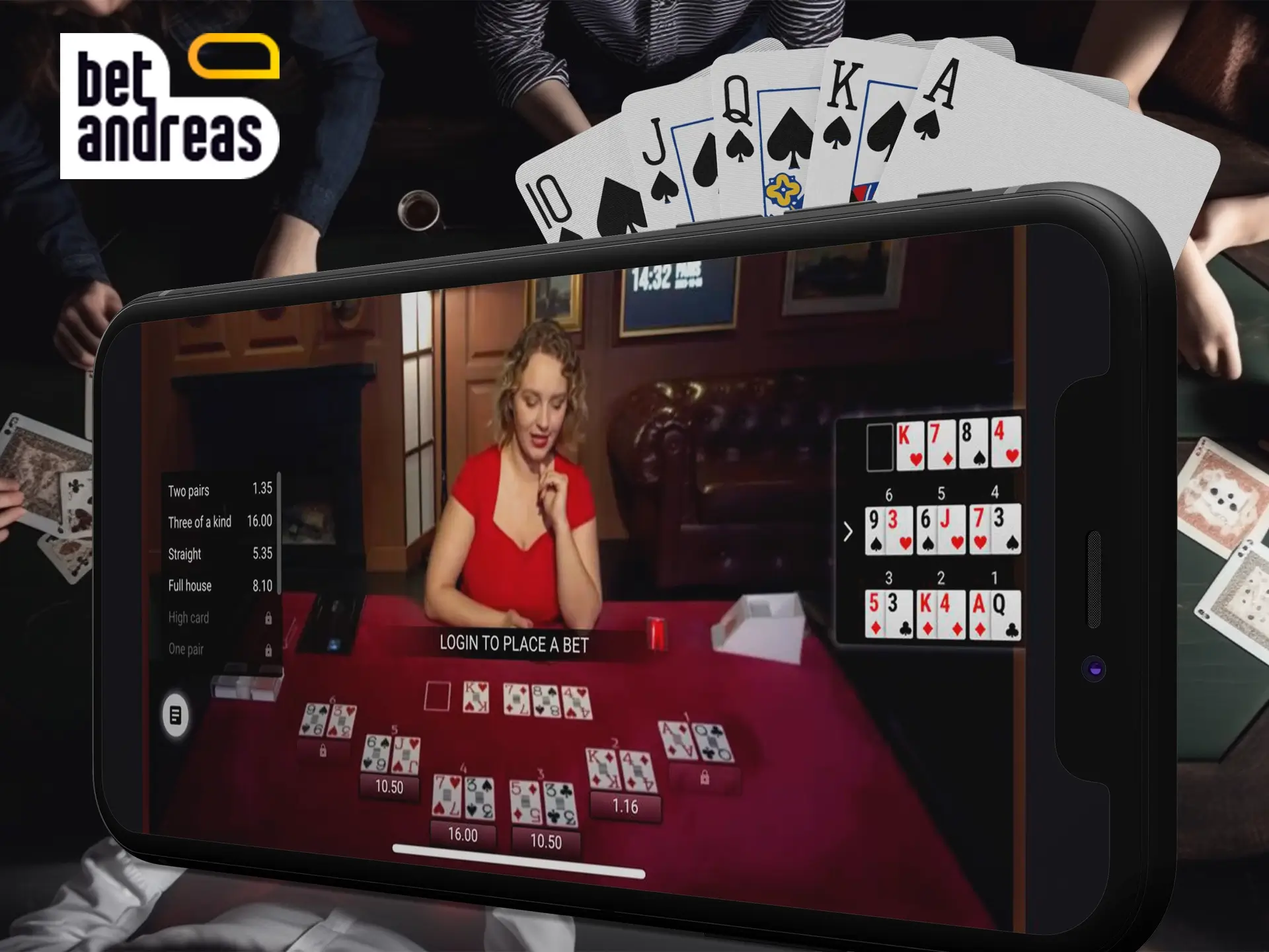 Different variations of poker are featured in the BetAndreas app.
