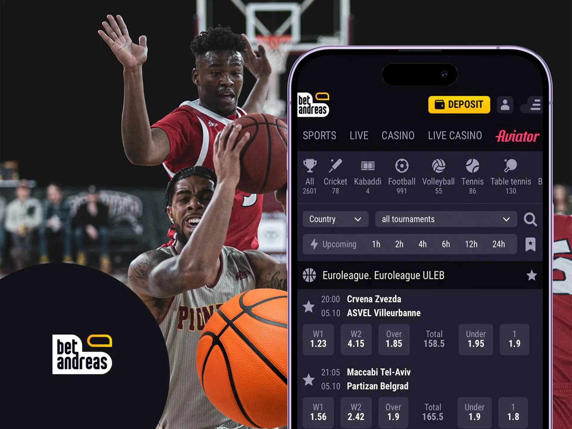 The most famous basketball events are waiting for your bets at BetAndreas.