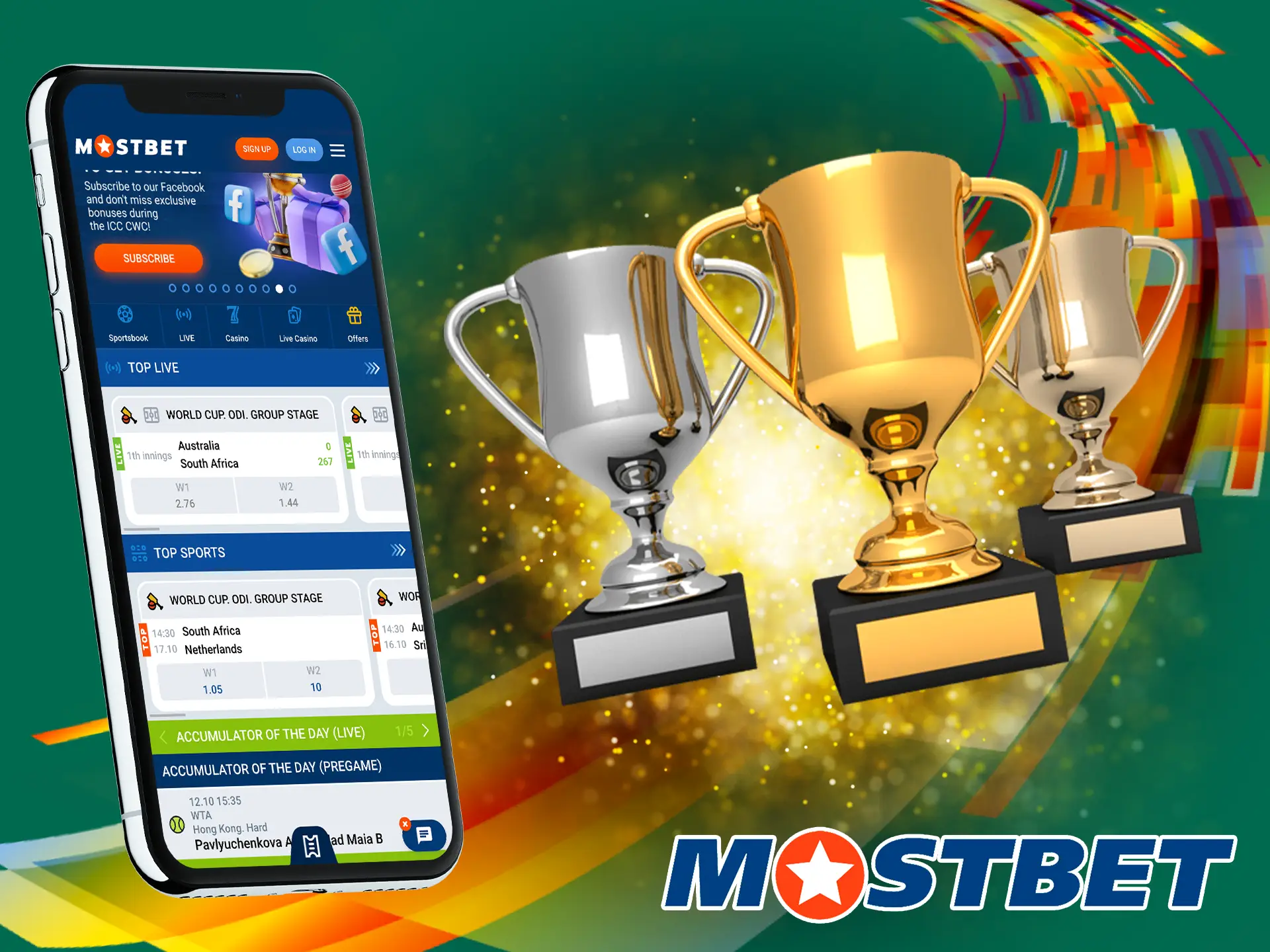 To increase your chances of winning, Mostbet offers high odds.