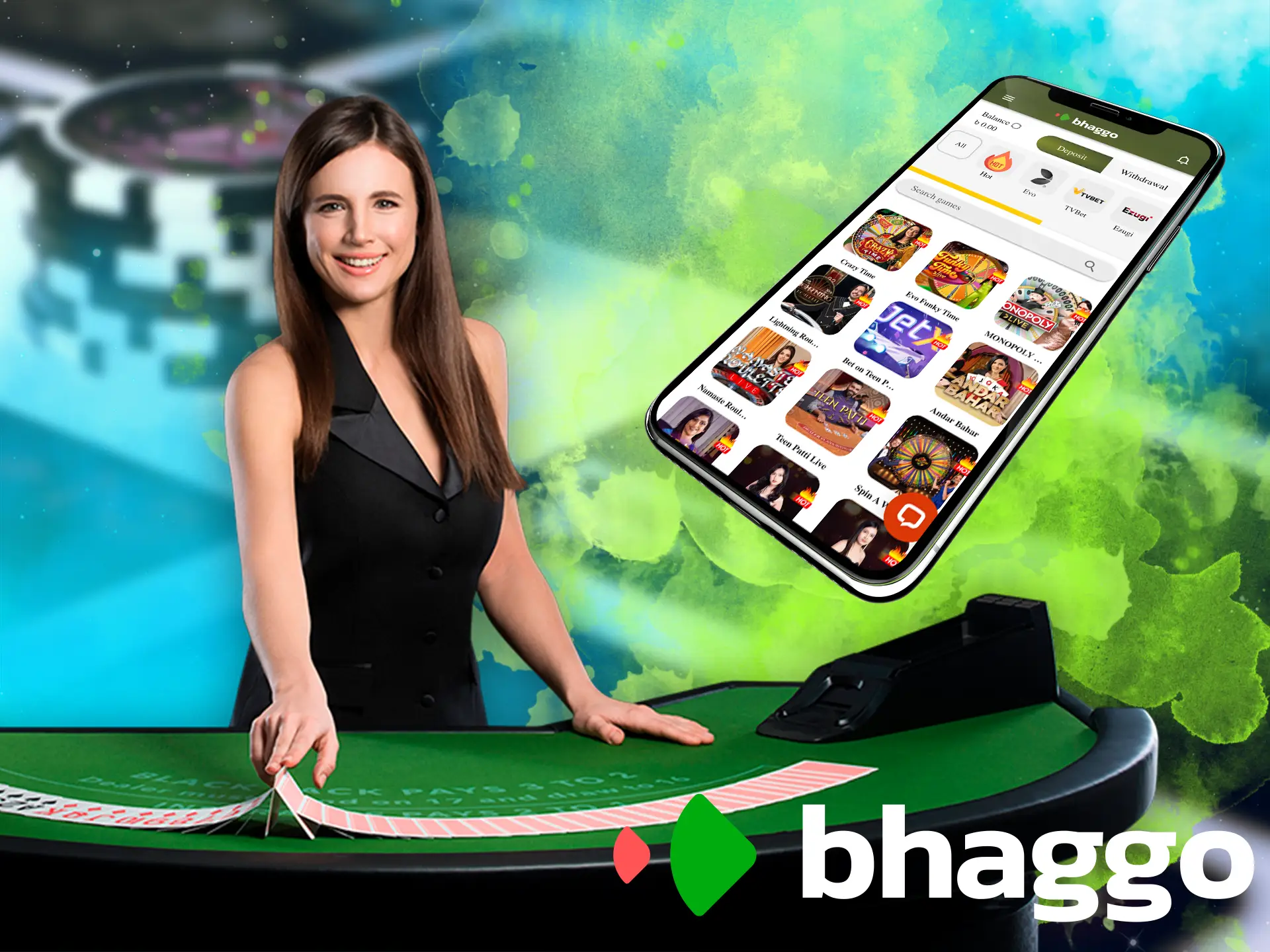Try your hand at this exciting form of gaming at Bhaggo Casino, here you will be playing with a real person in real time.
