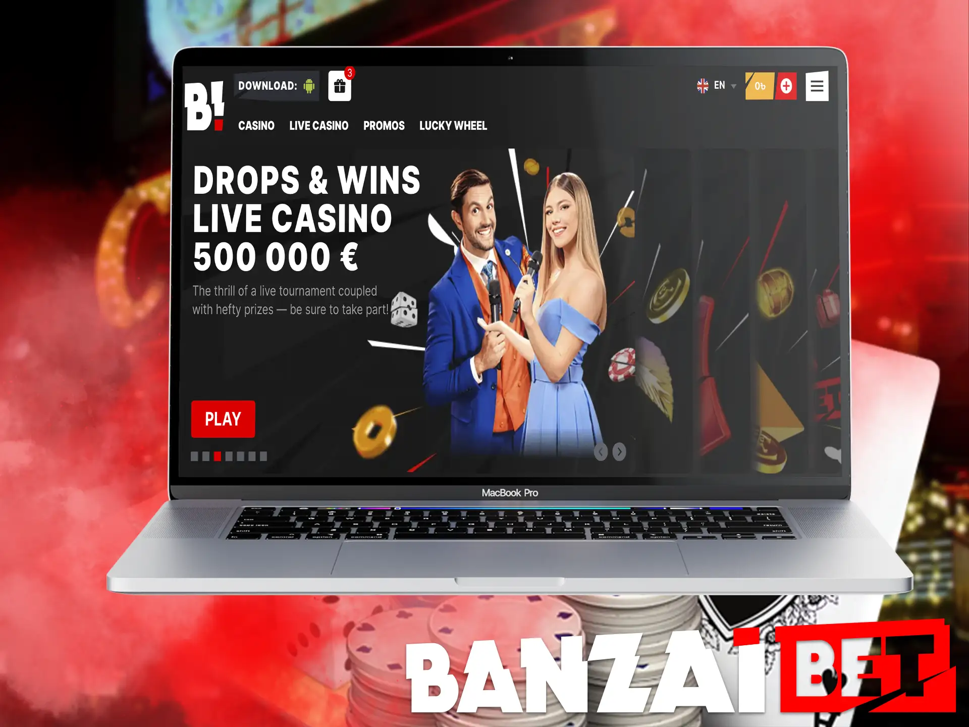 A collection of different genres of exciting gambling game Banzai Bet, the process takes place with a live person in real time.