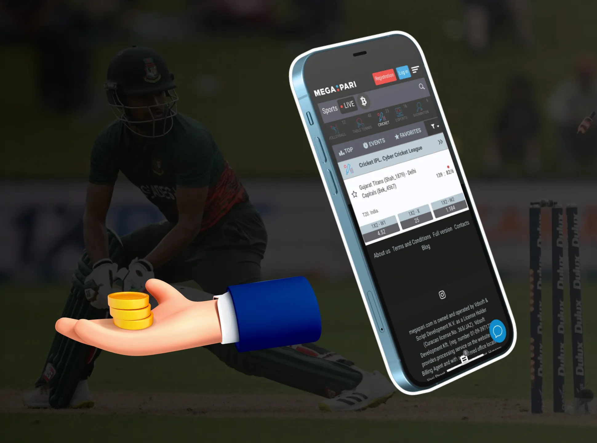 Select the cricket tournament you want to bet on.