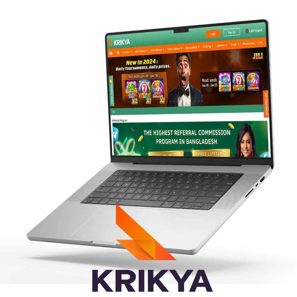 Krikya Bangladesh is a young company with various betting options and online casino games.