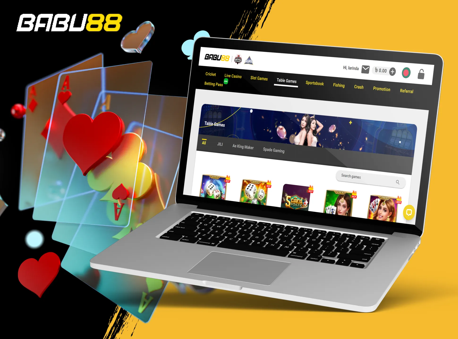 Play poker, baccarat, blackjack and other games in the Babu88 casino.