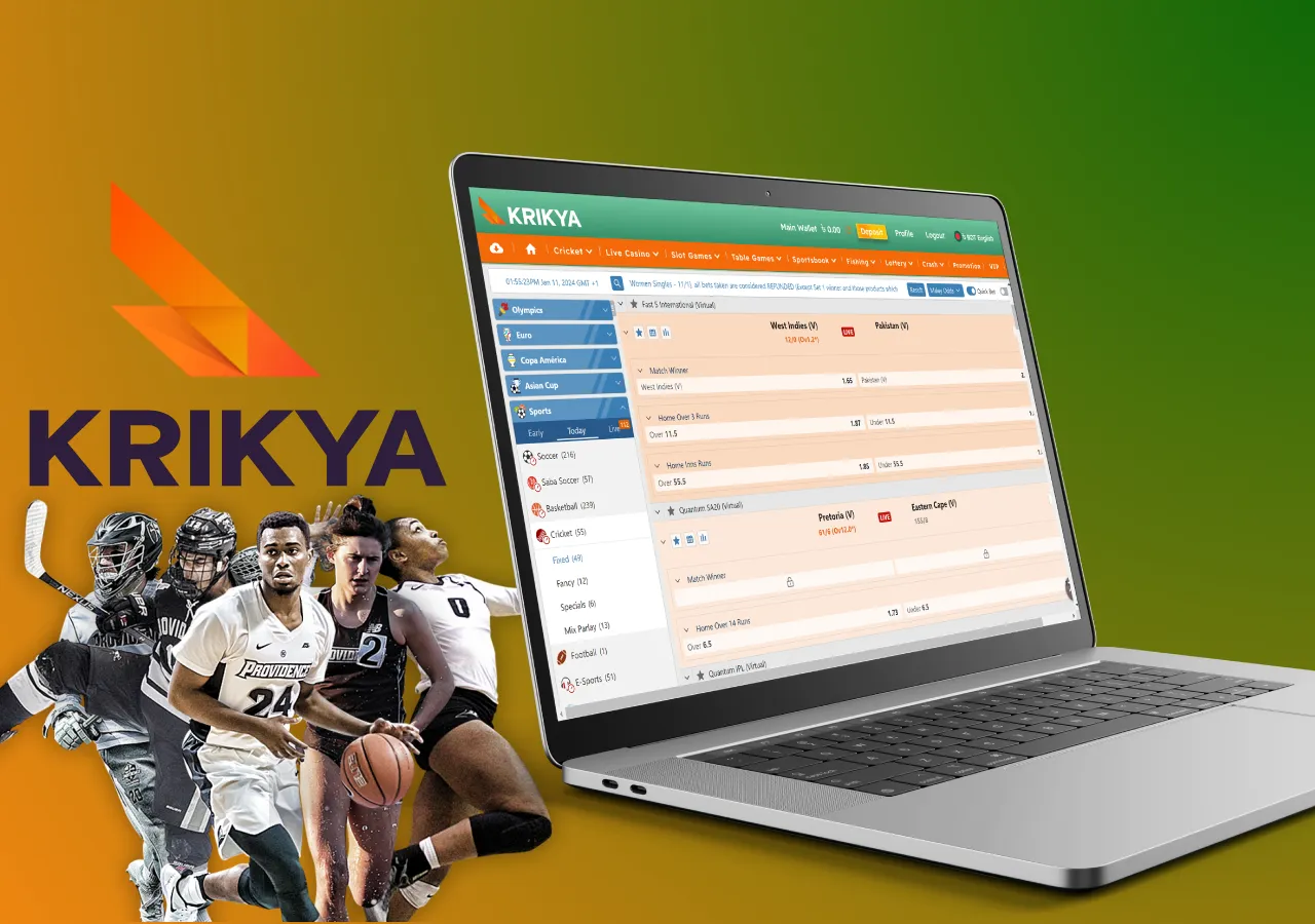 All the bettors can place different types of bets and win on Krikya.