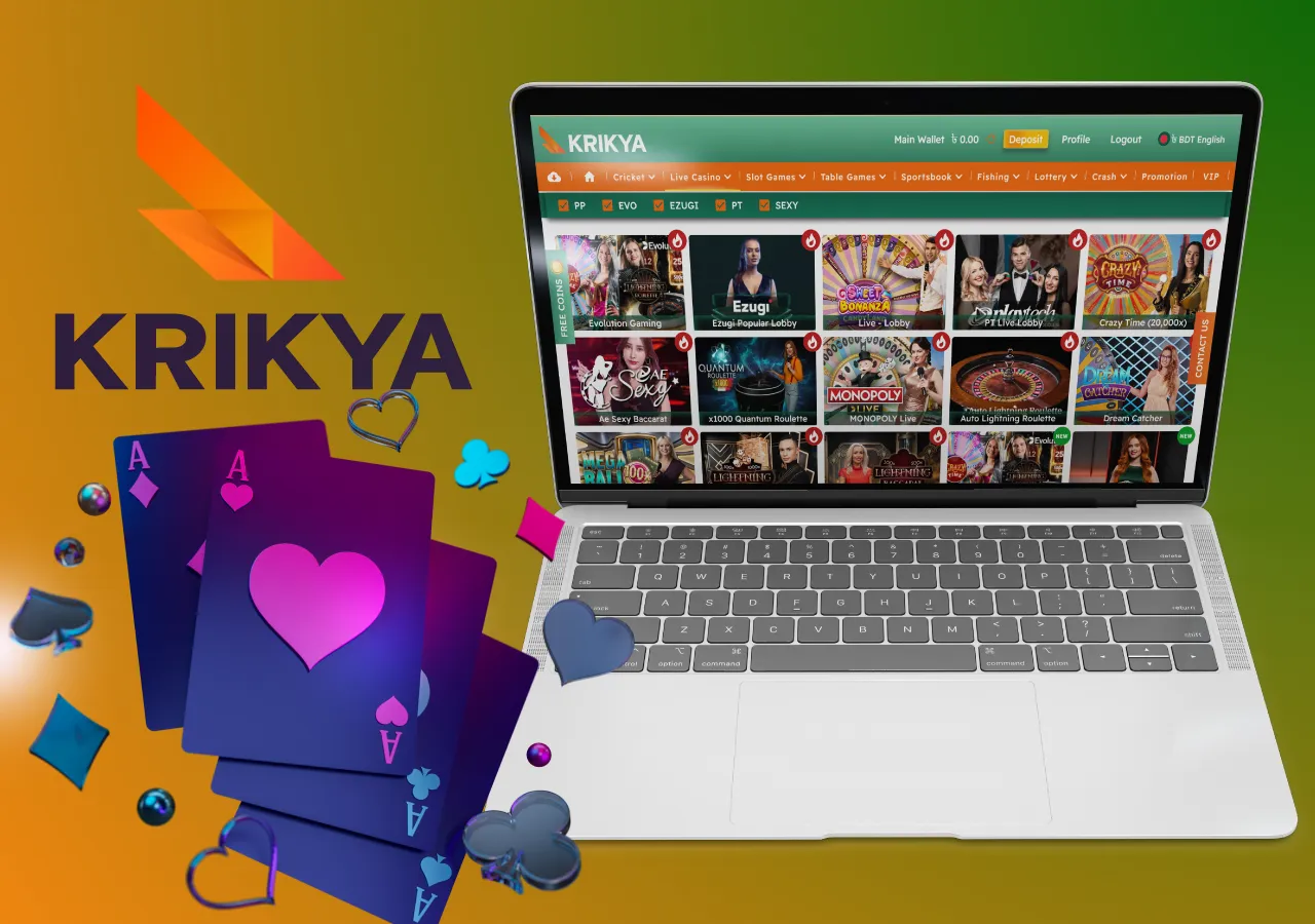 The Krikya online casino offers slots, live casino games, board games and other enertainment.