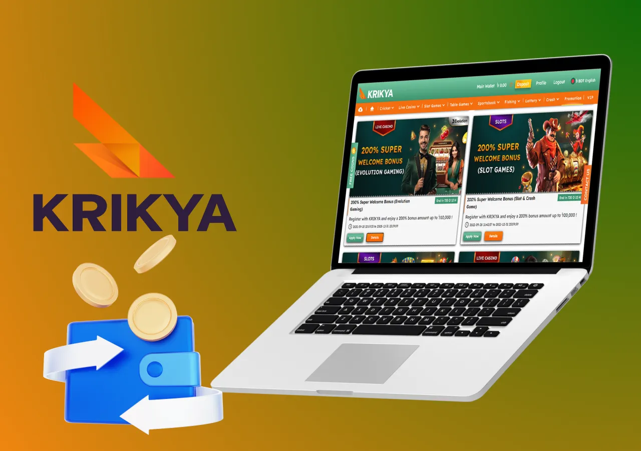 Choose your preferred payment method to deposit your Krikya account.