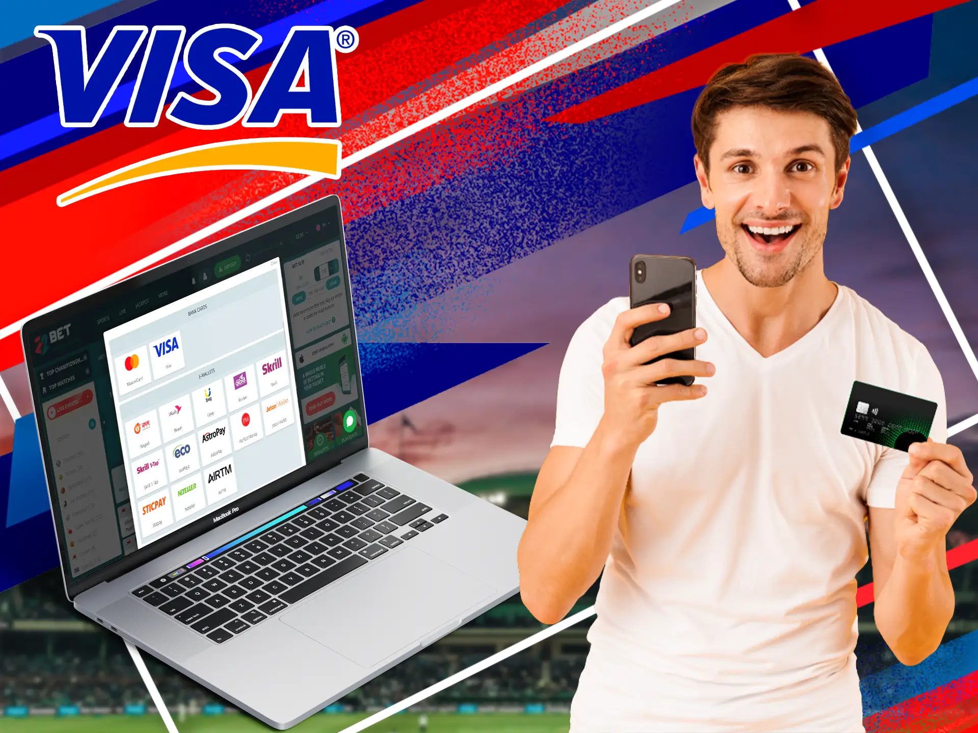 Almost all modern betting sites accept payment using the visa payment system, it is completely secure and controlled by the bank.