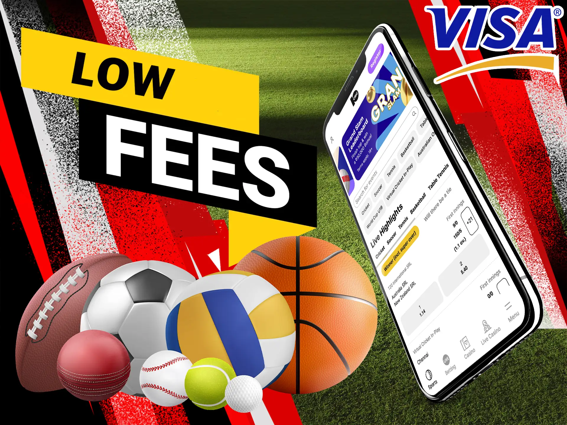 Betting sites in most cases do not charge an additional fee for Visa card top-ups.